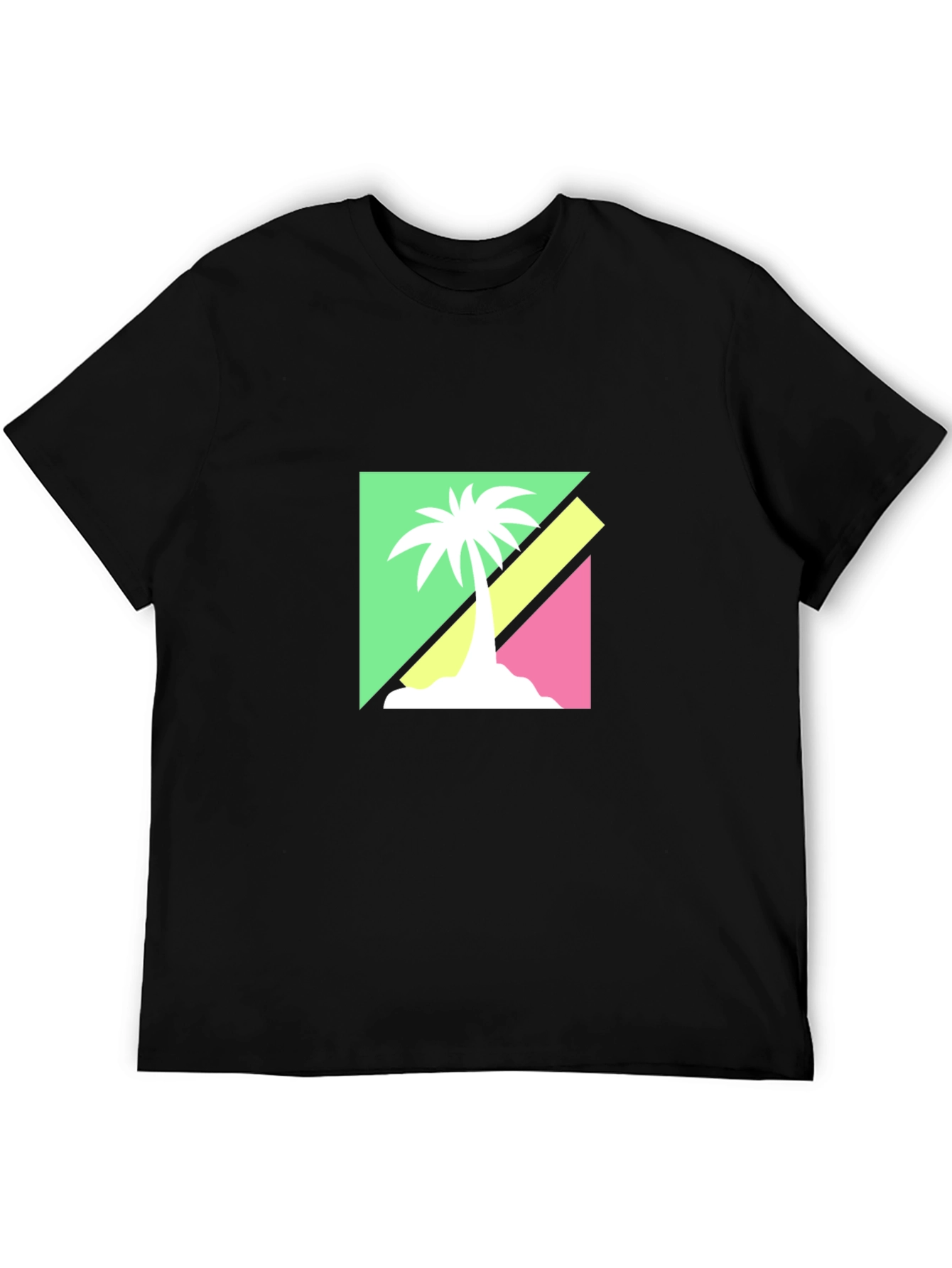 Retro Palm Tree Graphic Tee - Black