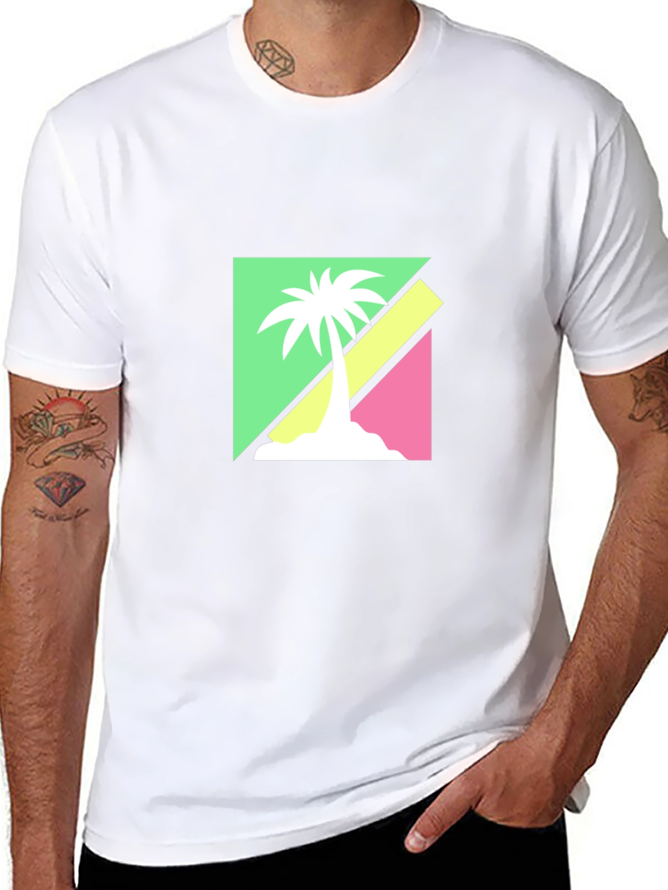 Retro Palm Tree Graphic Tee - Black