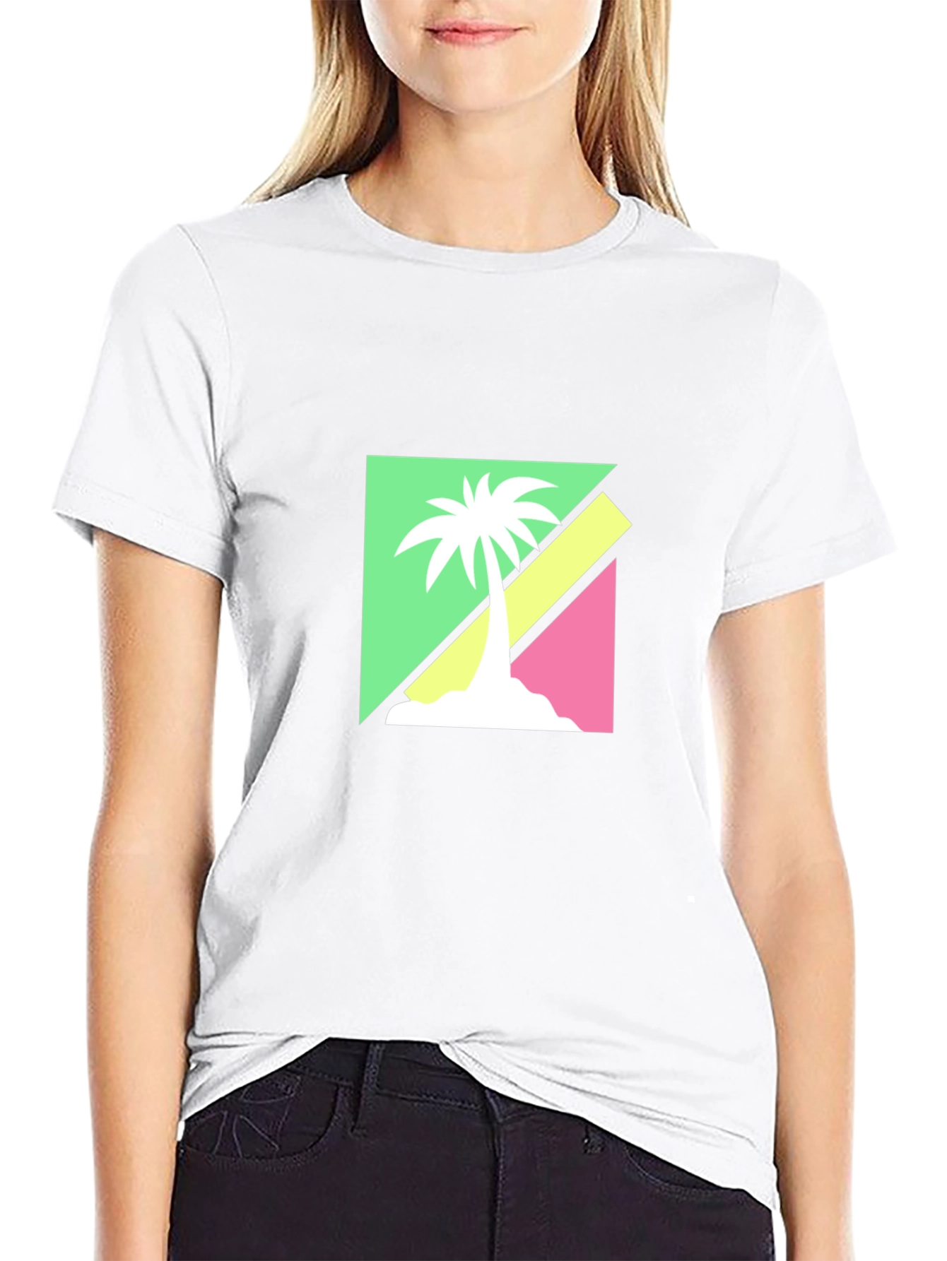 Retro Palm Tree Graphic Tee - Black