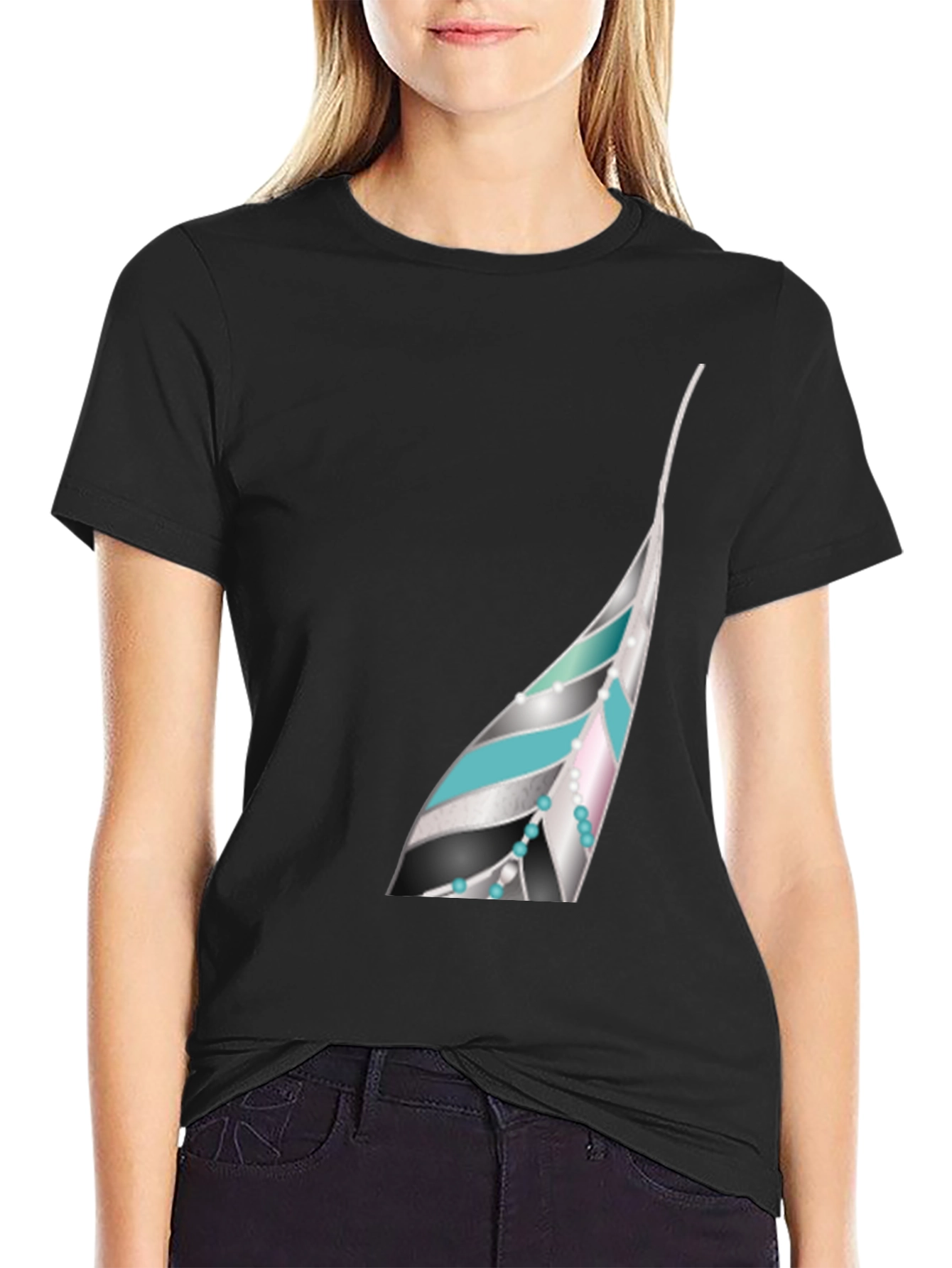 Feather Graphic Black T-Shirt