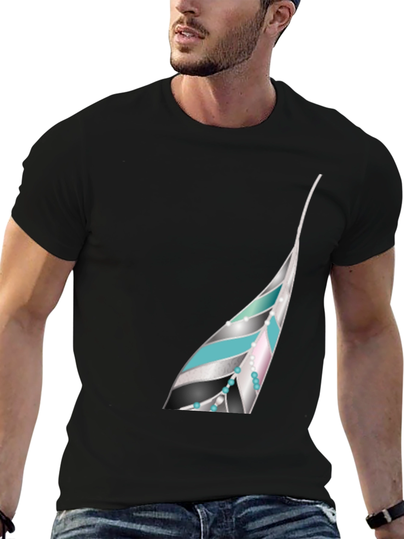 Feather Graphic Black T-Shirt