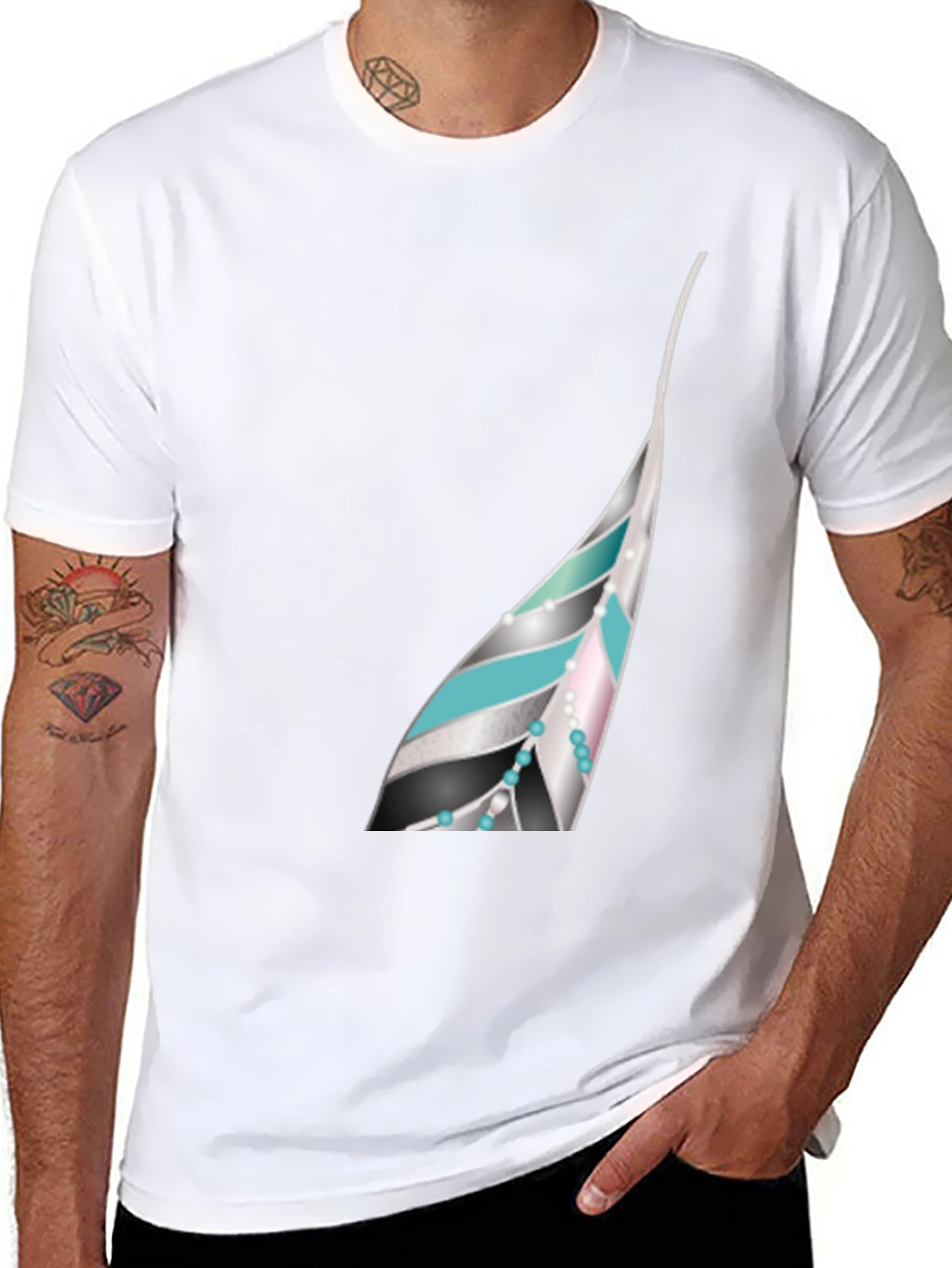 Feather Graphic Black T-Shirt