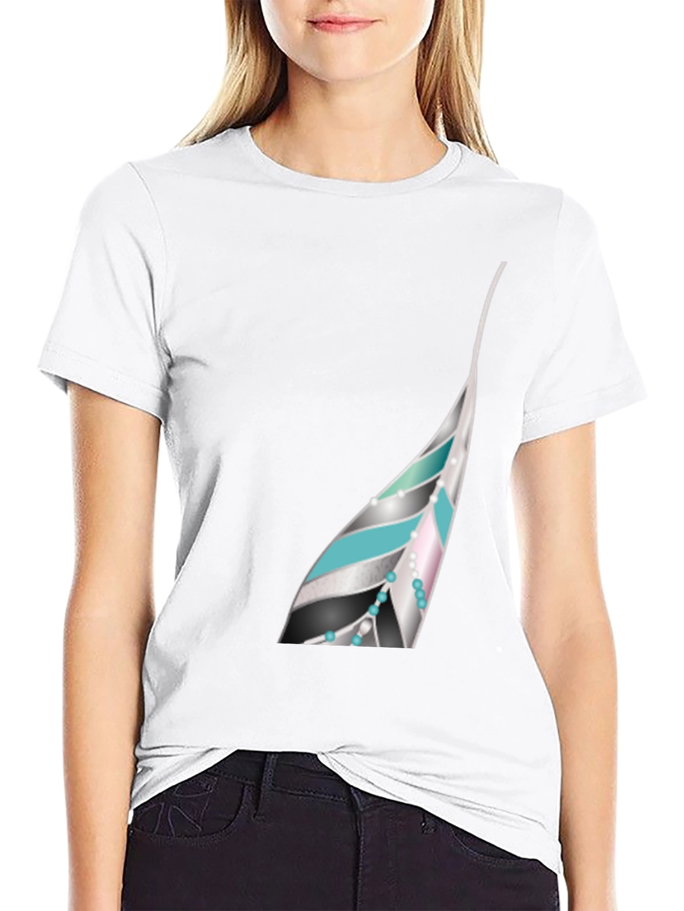 Feather Graphic Black T-Shirt