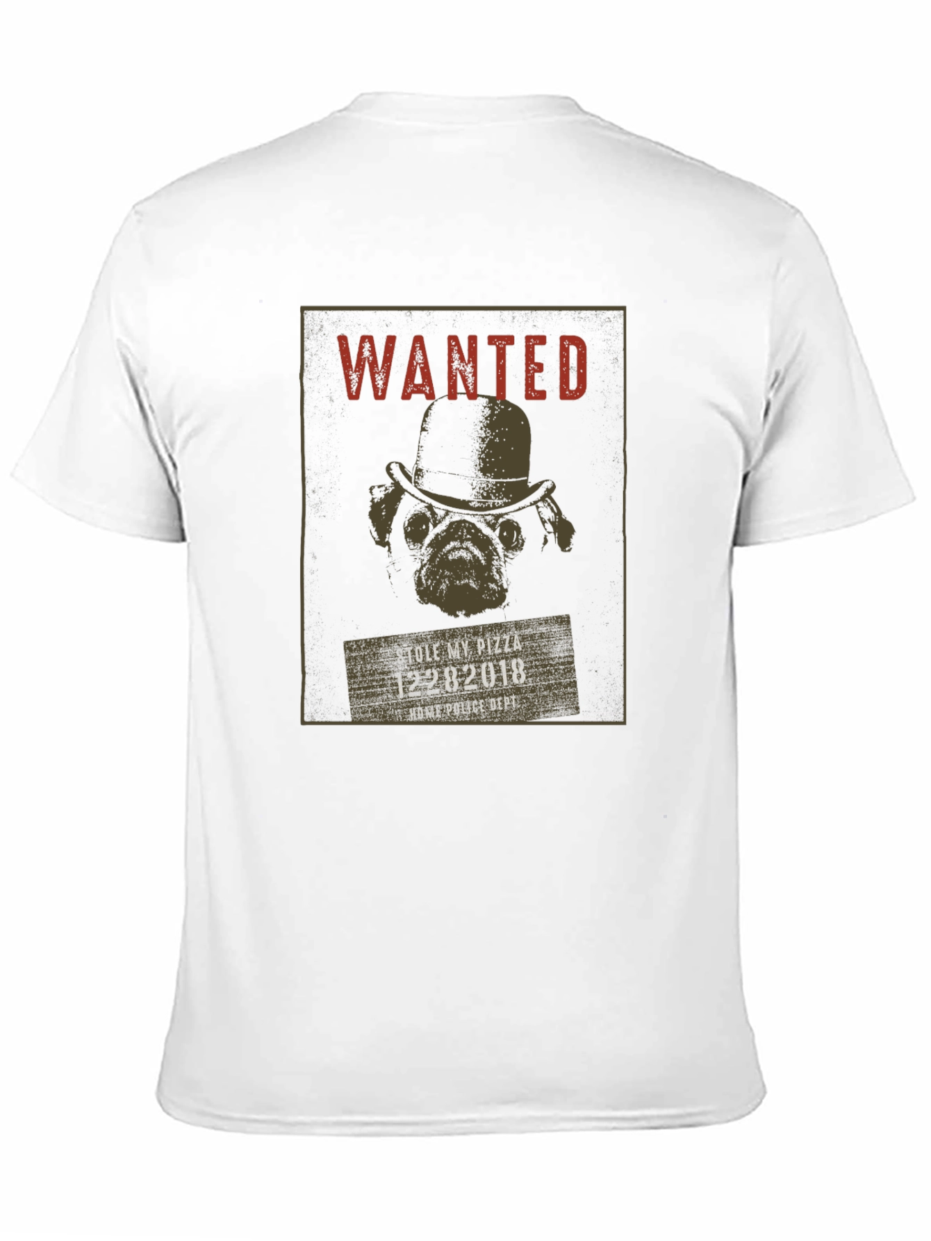 Wanted Pug Pizza Thief T-Shirt