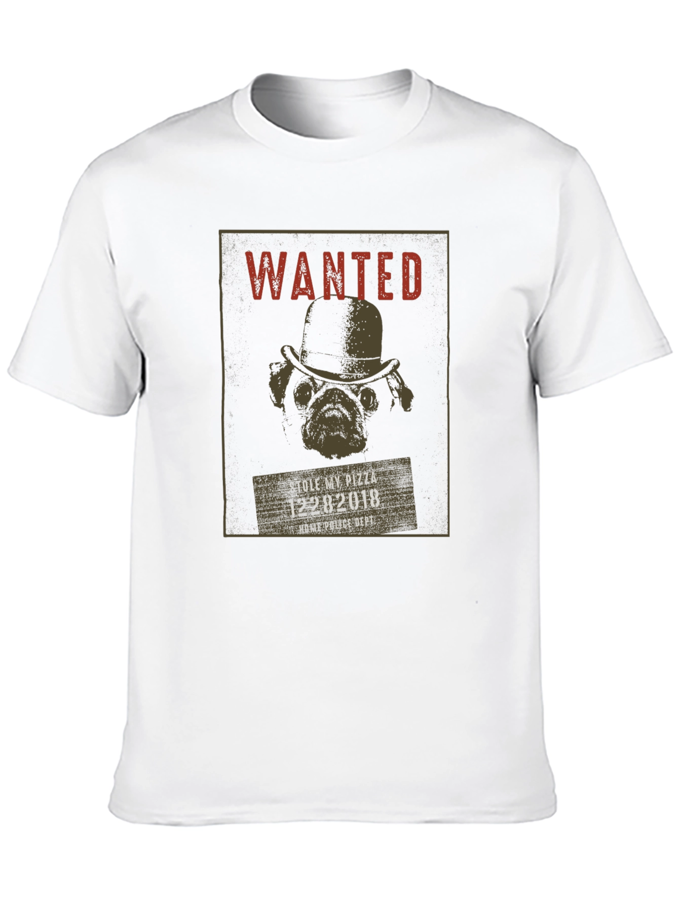Wanted Pug Pizza Thief T-Shirt