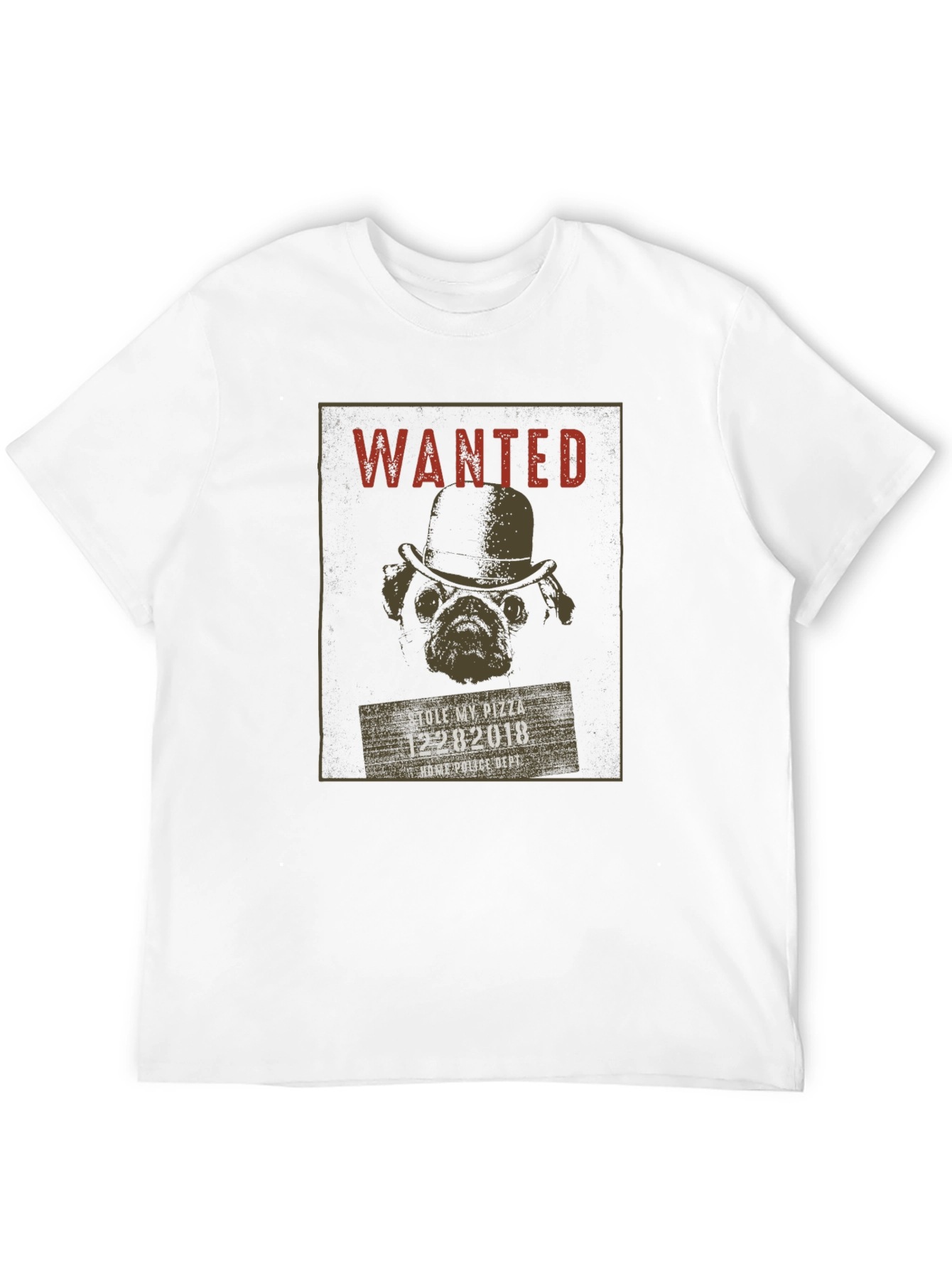 Wanted Pug Pizza Thief T-Shirt