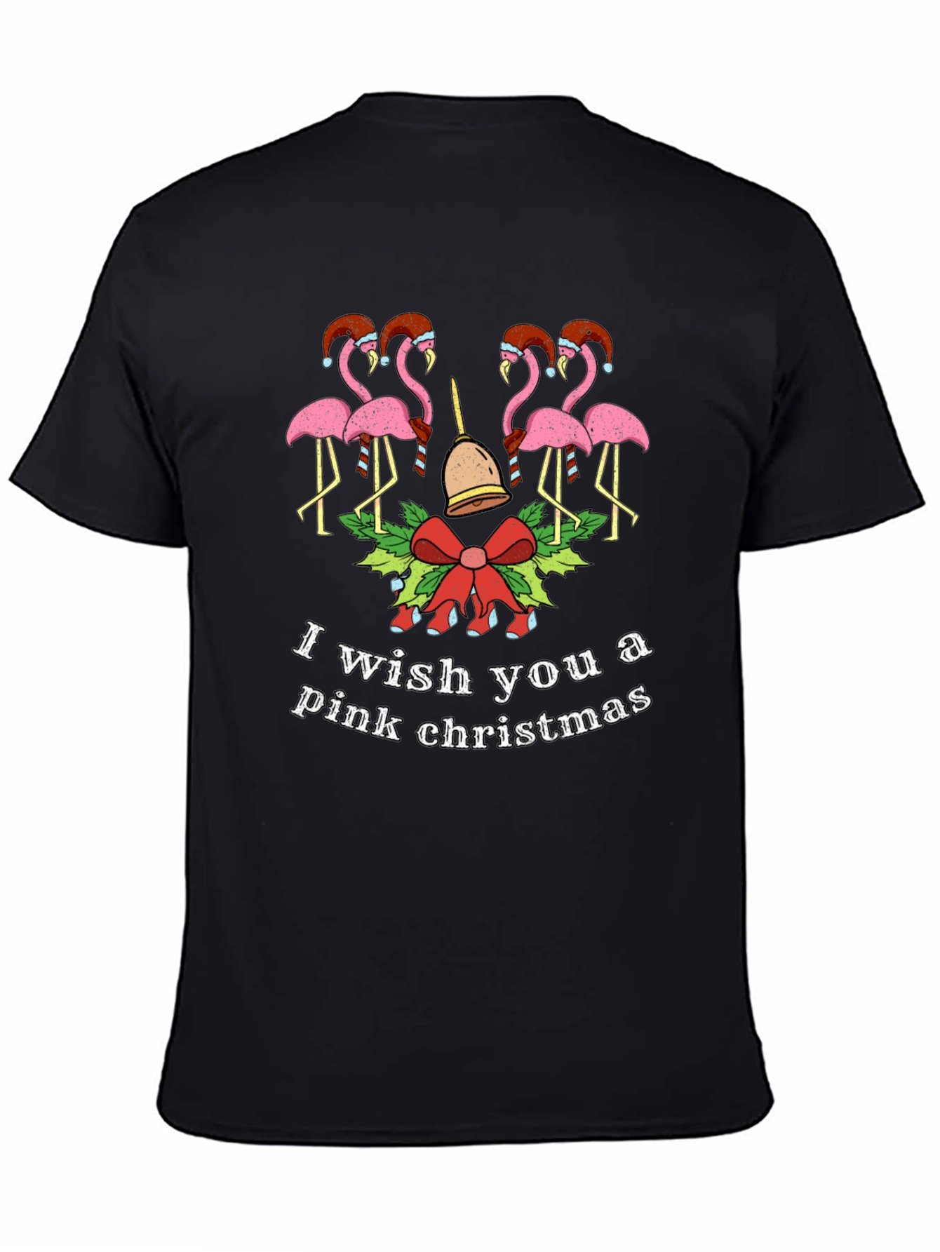Pink Christmas Flamingo Graphic Tee