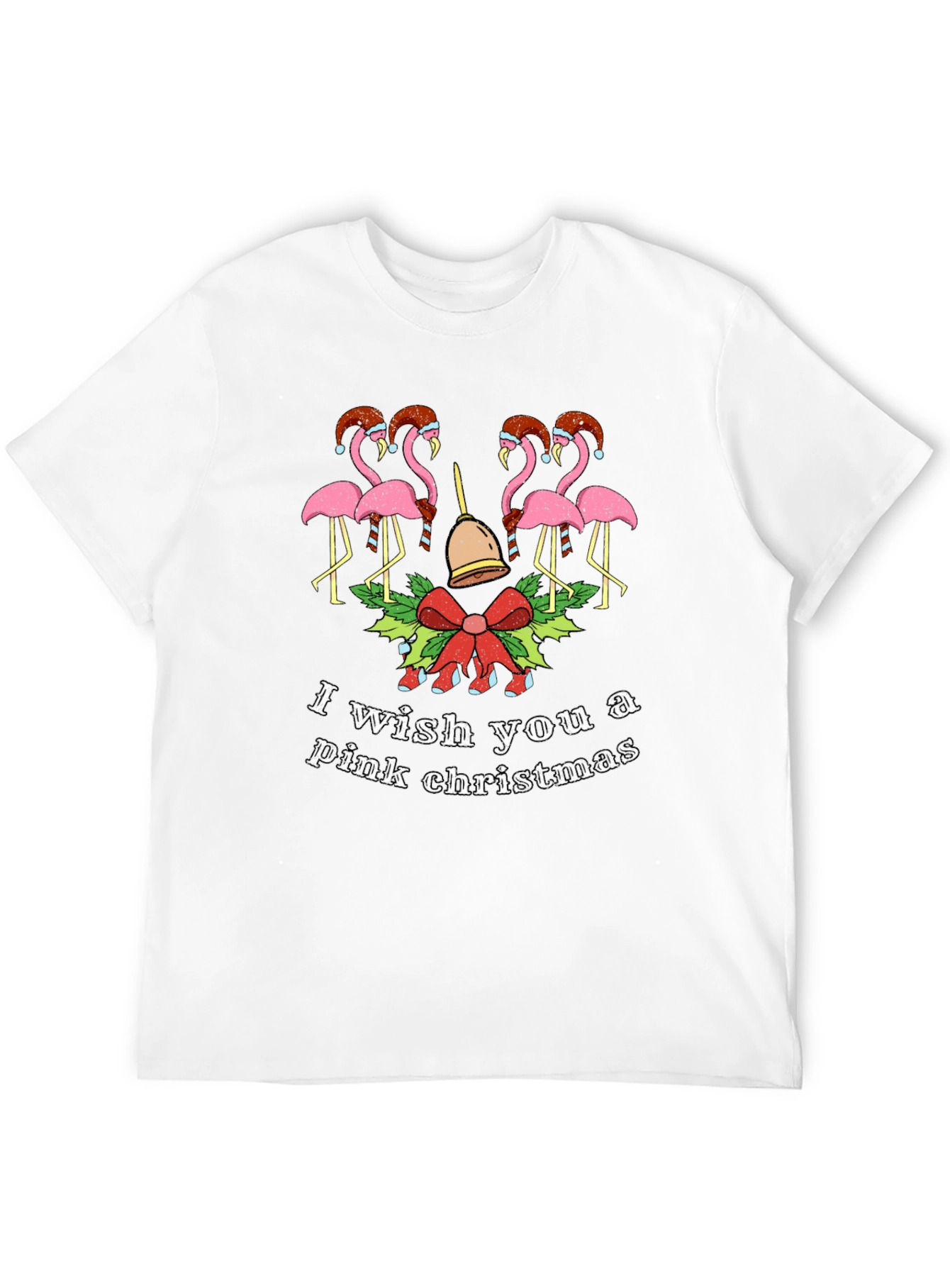 Pink Christmas Flamingo Graphic Tee