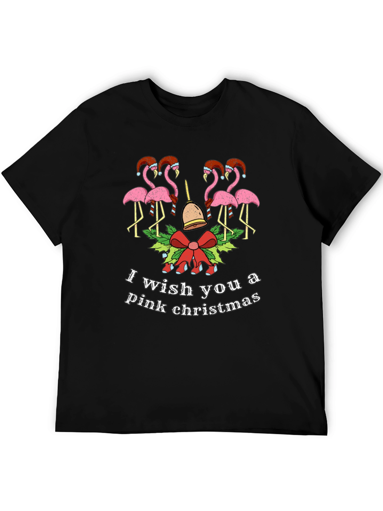 Pink Christmas Flamingo Graphic Tee