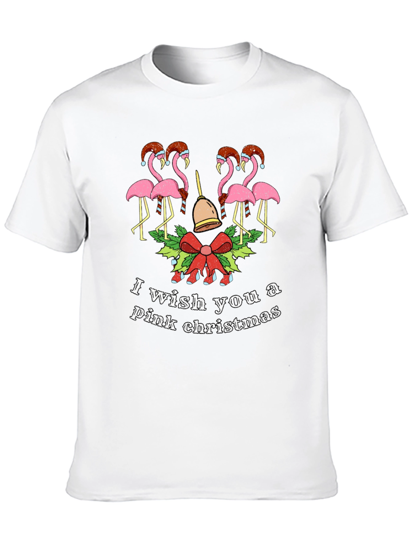 Pink Christmas Flamingo Graphic Tee