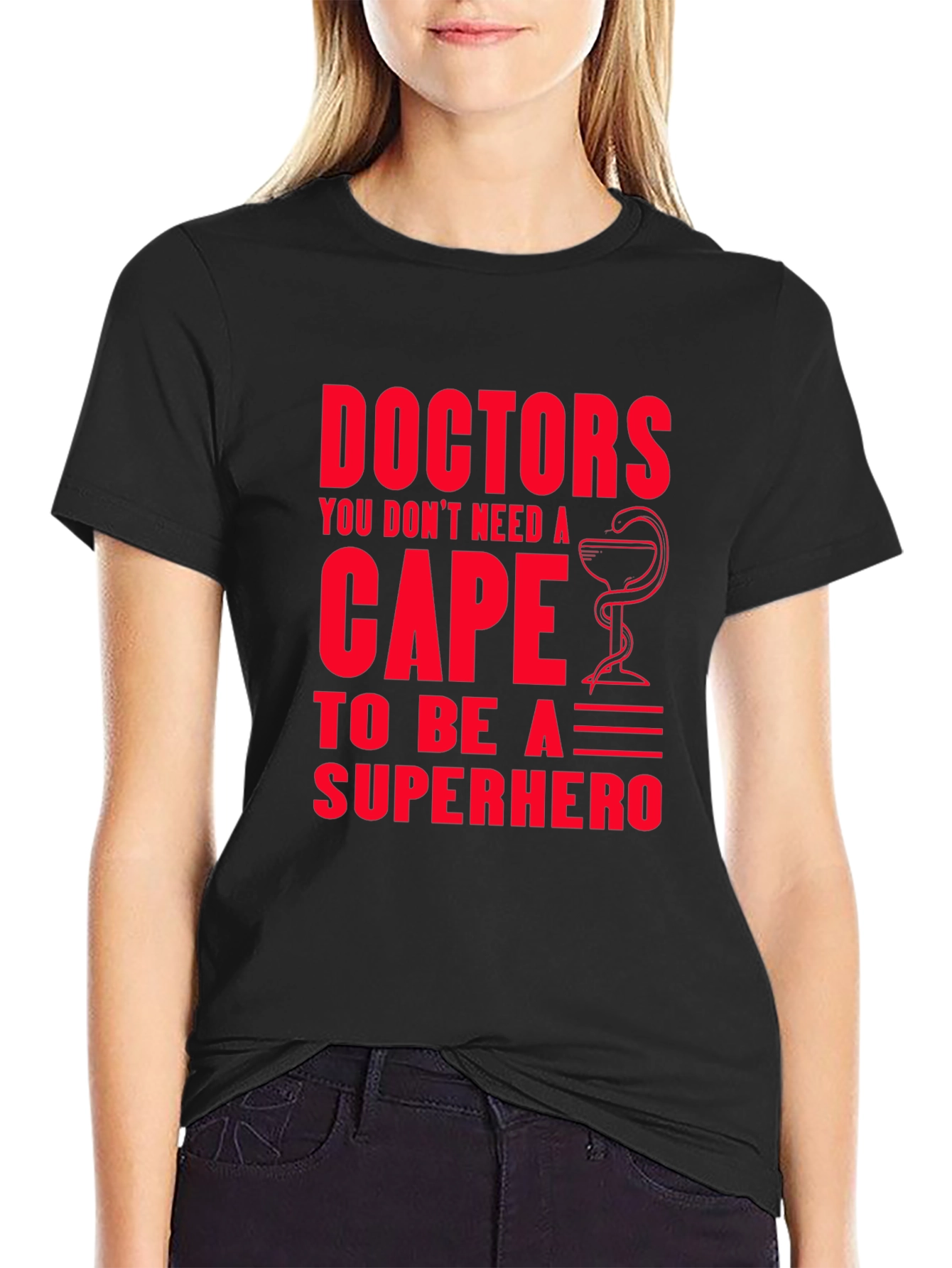 Doctors Superhero Graphic Tee - Black Cotton T-Shirt