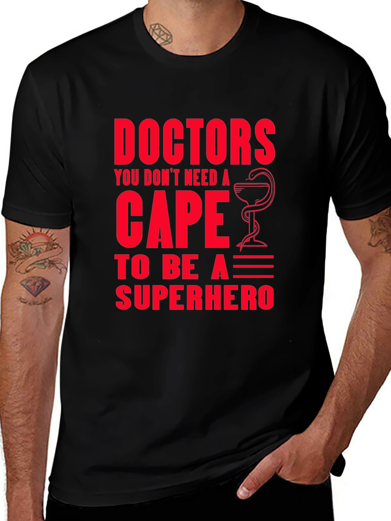 Doctors Superhero Graphic Tee - Black Cotton T-Shirt