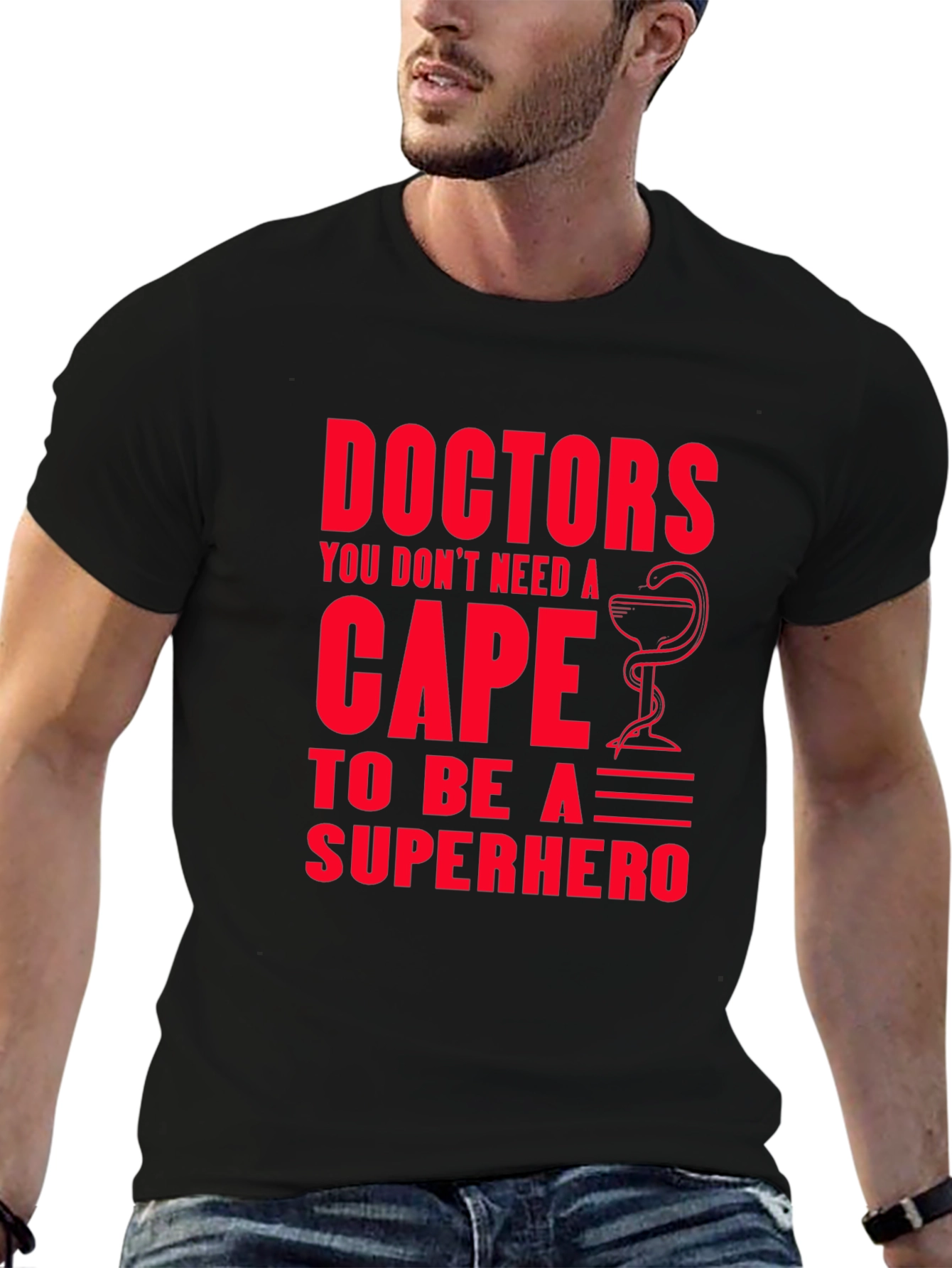 Doctors Superhero Graphic Tee - Black Cotton T-Shirt