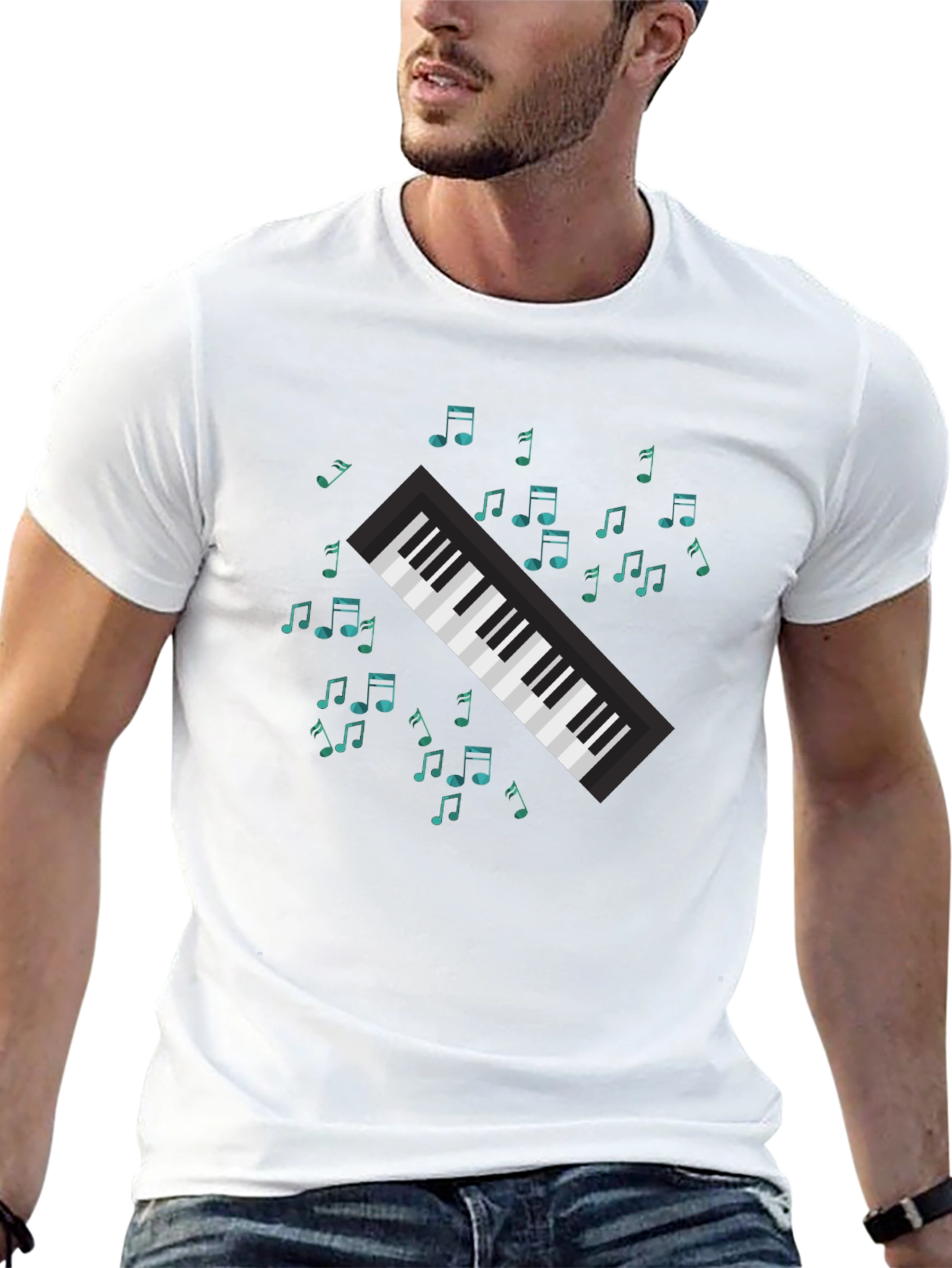 Musical Keyboard Notes Graphic Tee