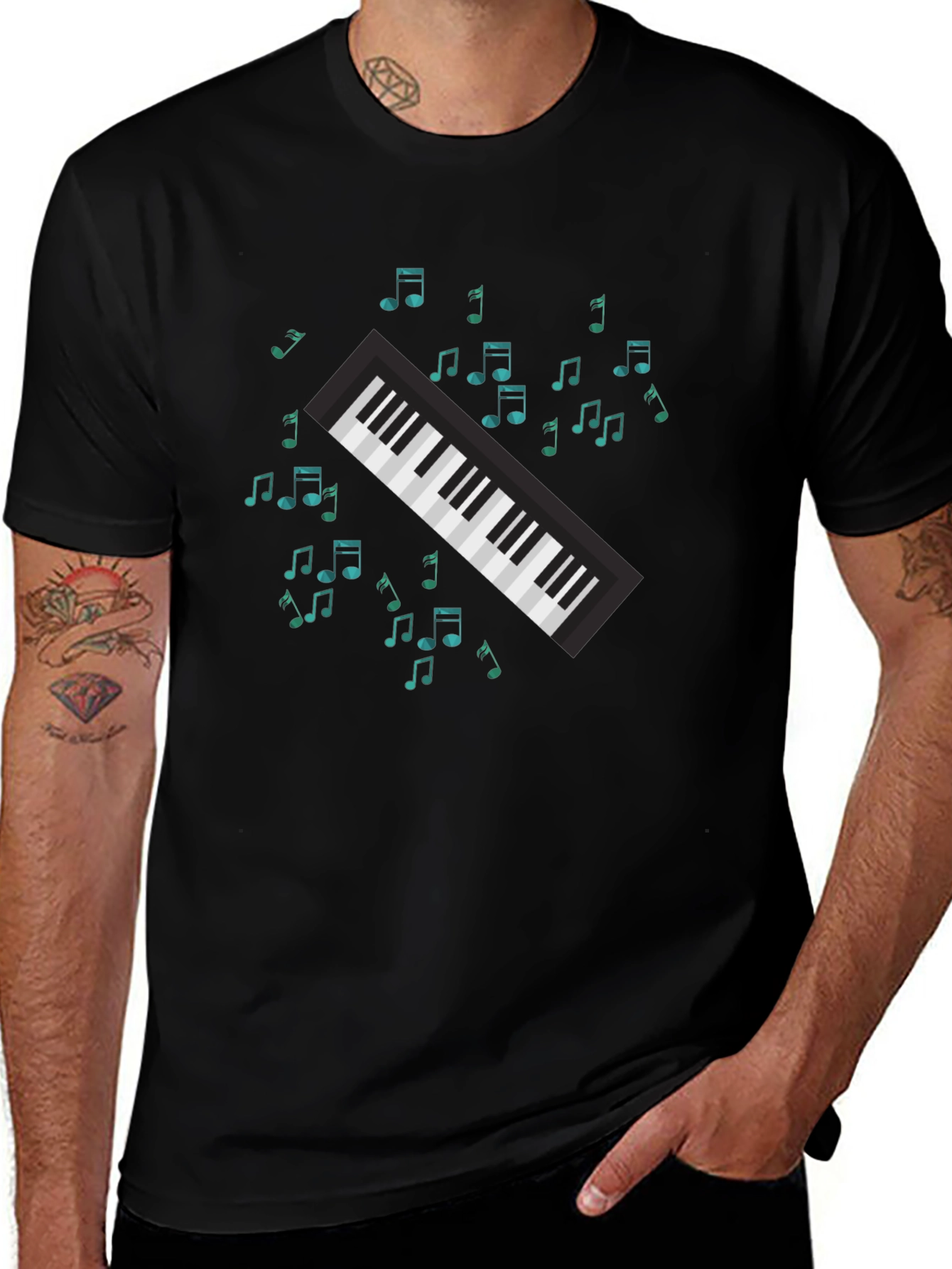 Musical Keyboard Notes Graphic Tee
