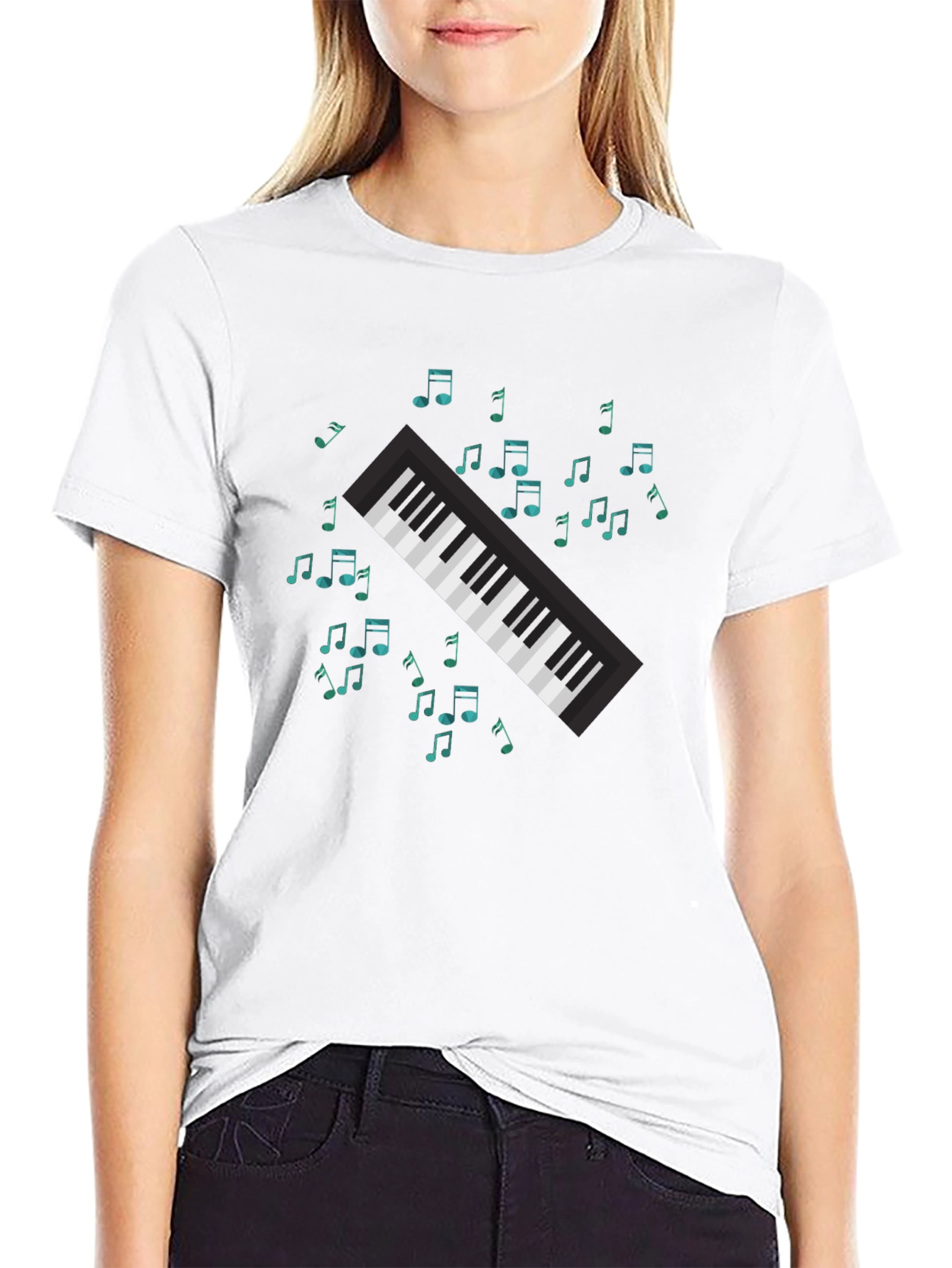 Musical Keyboard Notes Graphic Tee