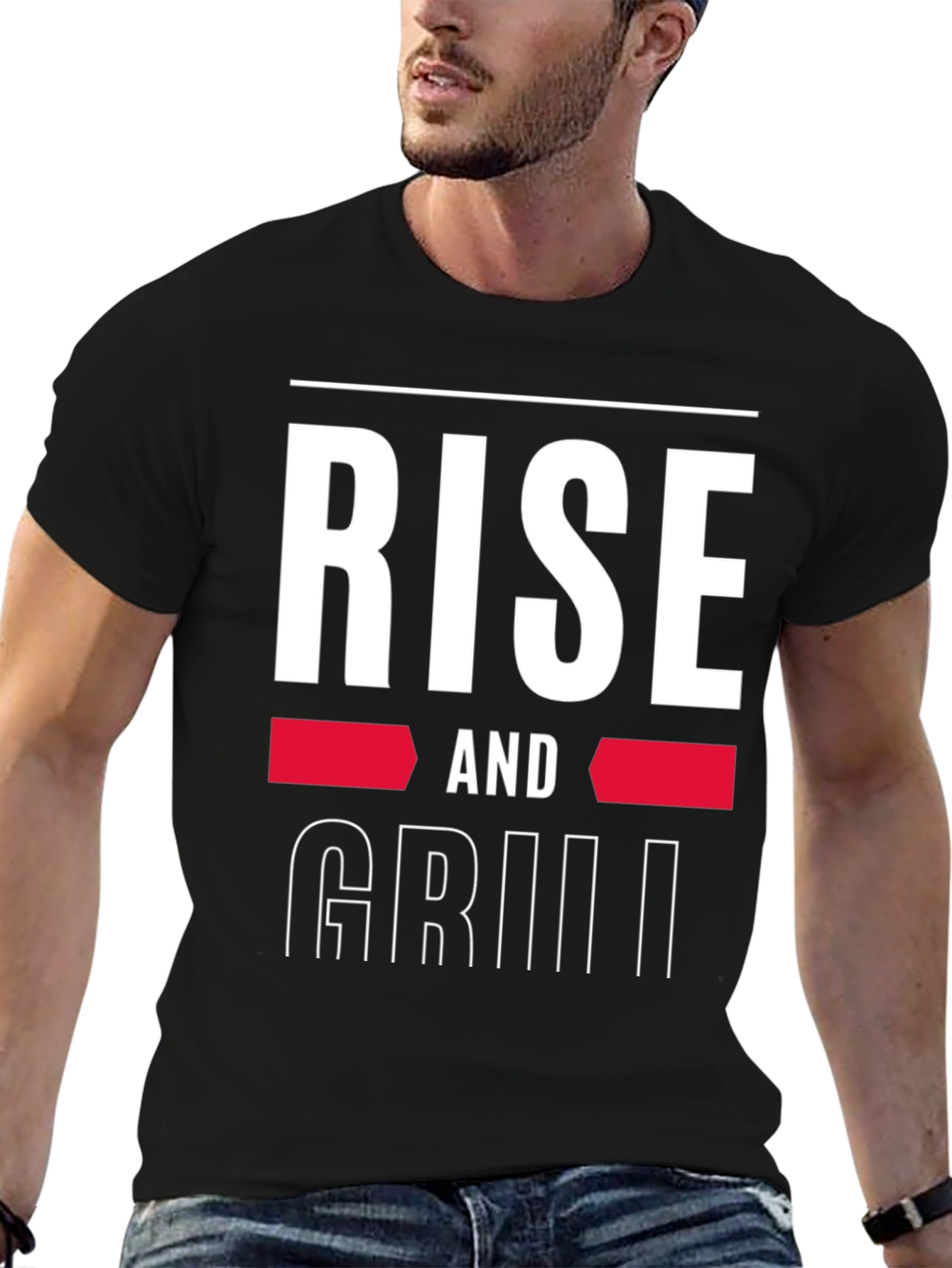 Rise and Grill Graphic Tee - Black Casual T-Shirt