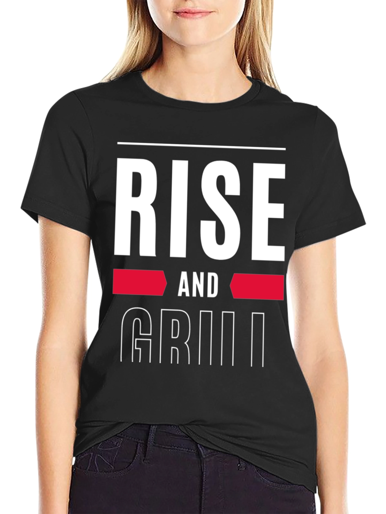 Rise and Grill Graphic Tee - Black Casual T-Shirt