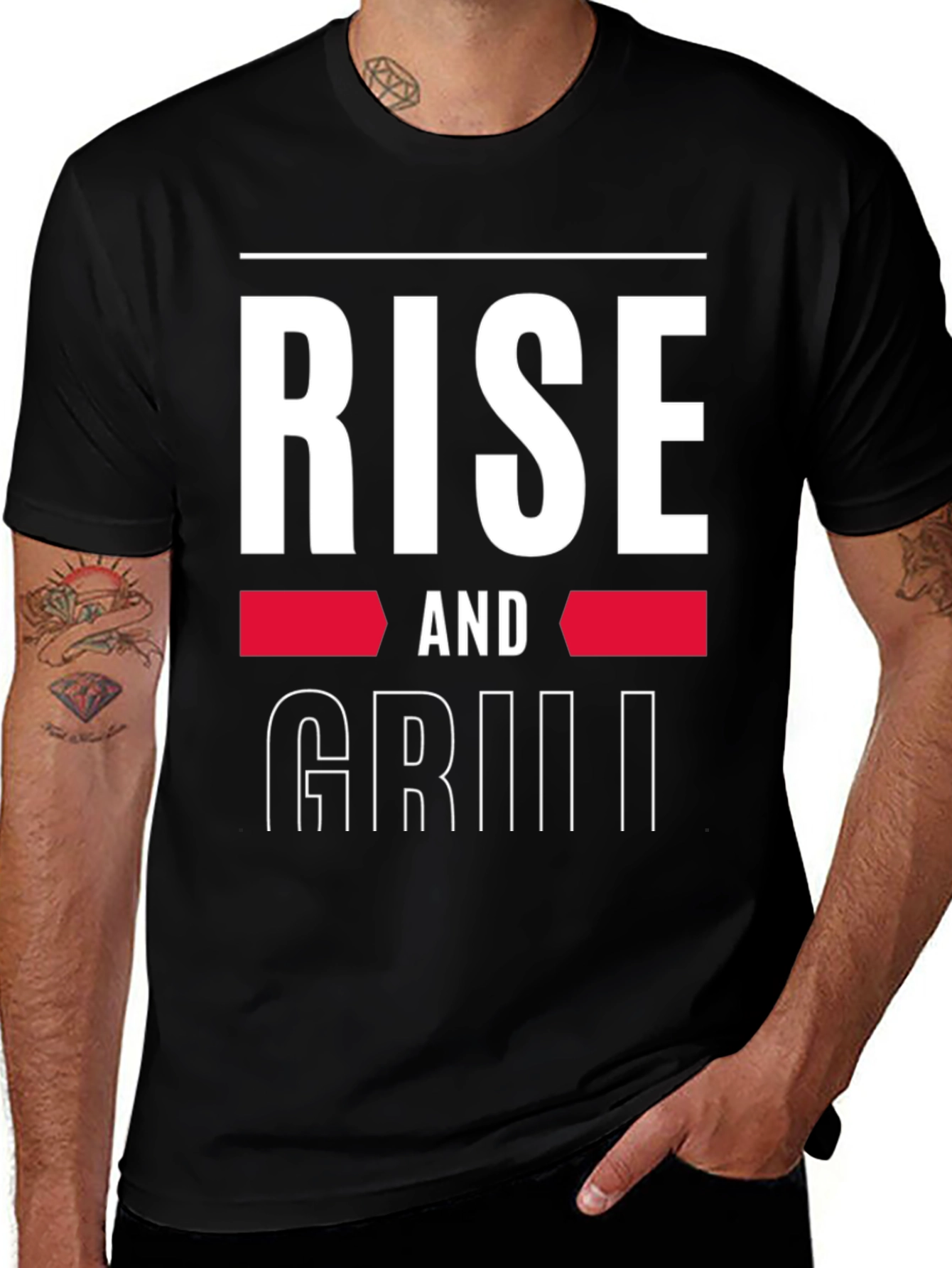 Rise and Grill Graphic Tee - Black Casual T-Shirt