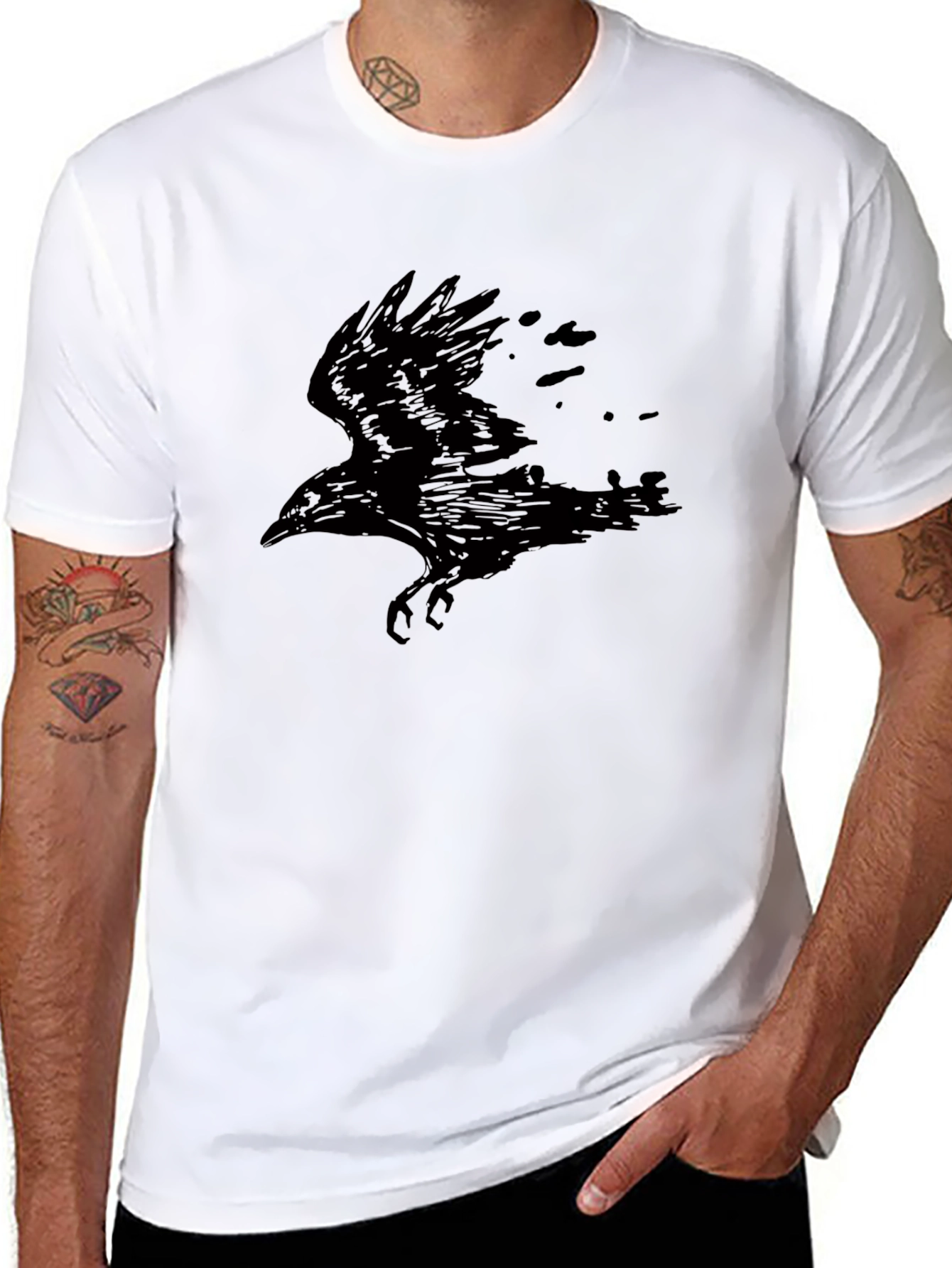 Raven Graphic Print Black T-Shirt