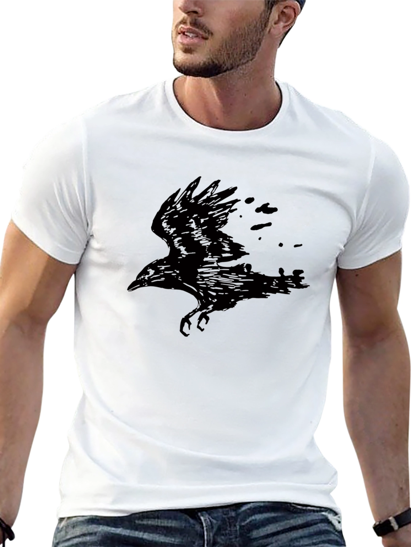 Raven Graphic Print Black T-Shirt