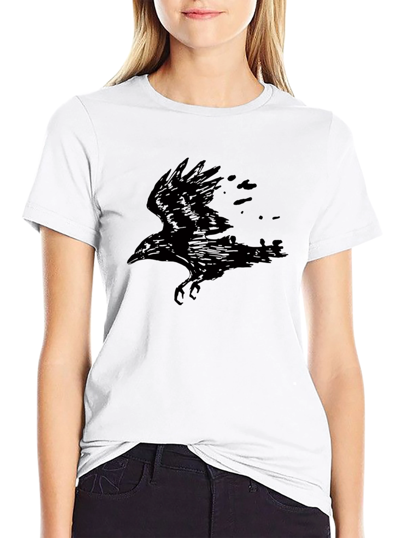 Raven Graphic Print Black T-Shirt