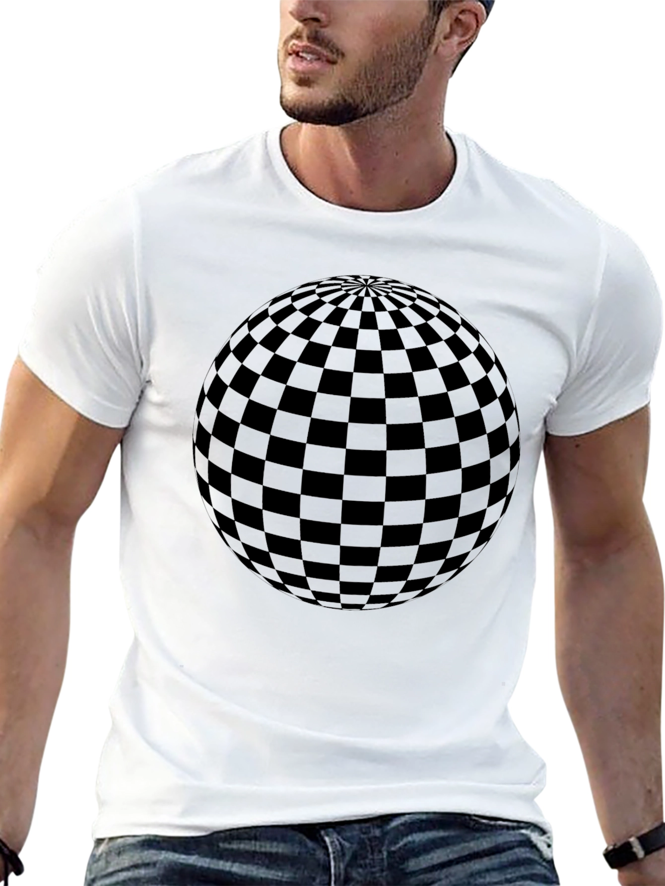 Geometric Sphere Graphic Tee - Modern Black T-Shirt