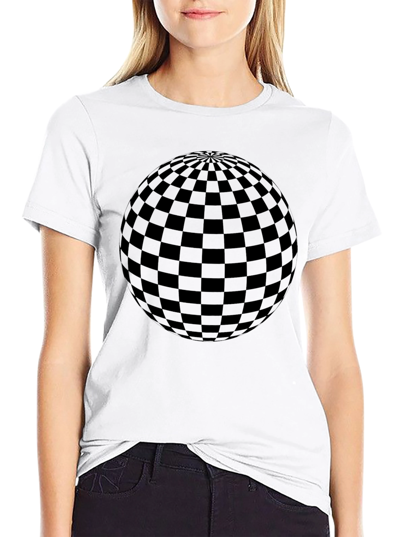 Geometric Sphere Graphic Tee - Modern Black T-Shirt