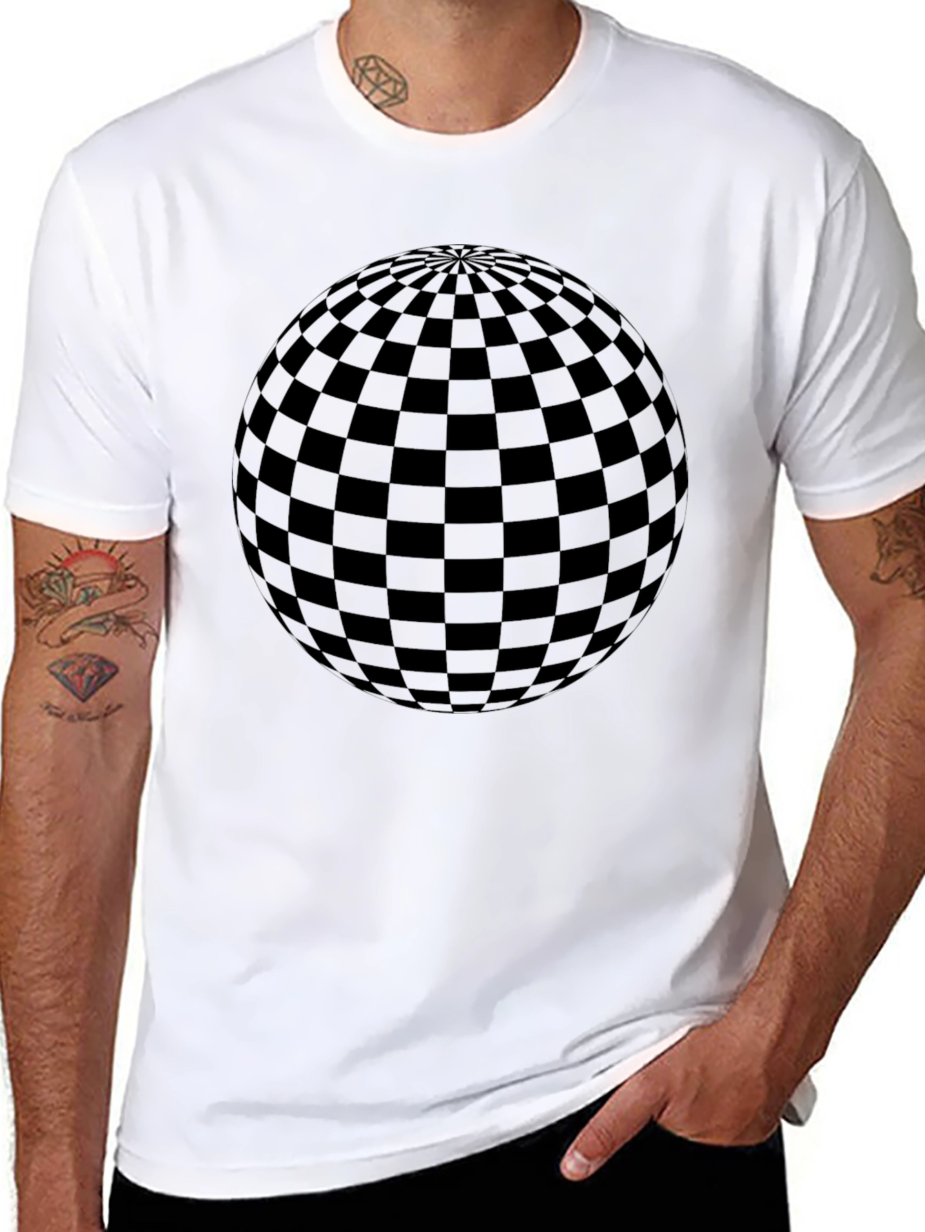 Geometric Sphere Graphic Tee - Modern Black T-Shirt