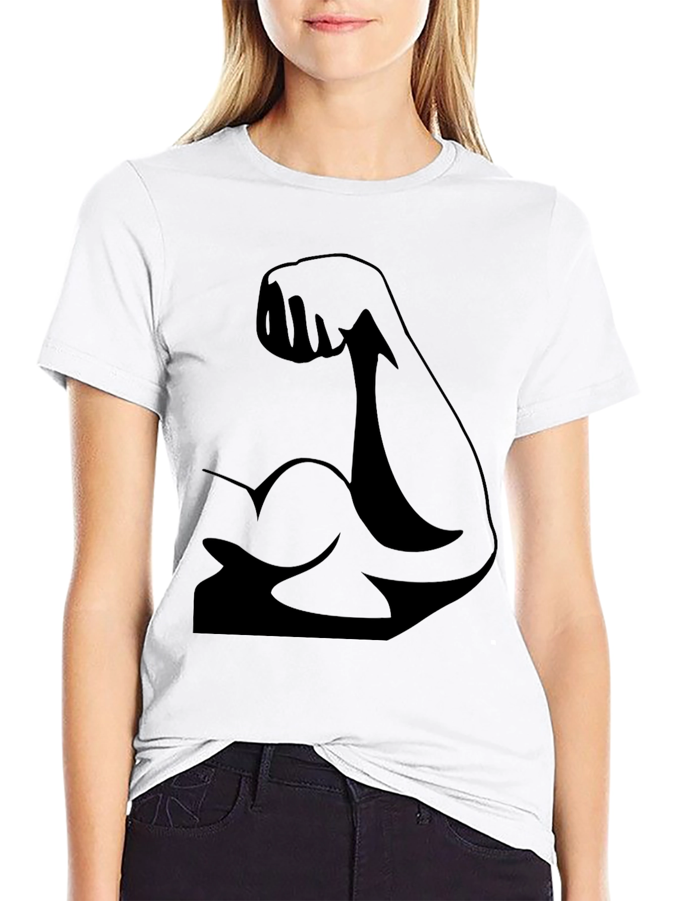Muscle Arm Graphic Tee - Black Cotton T-Shirt