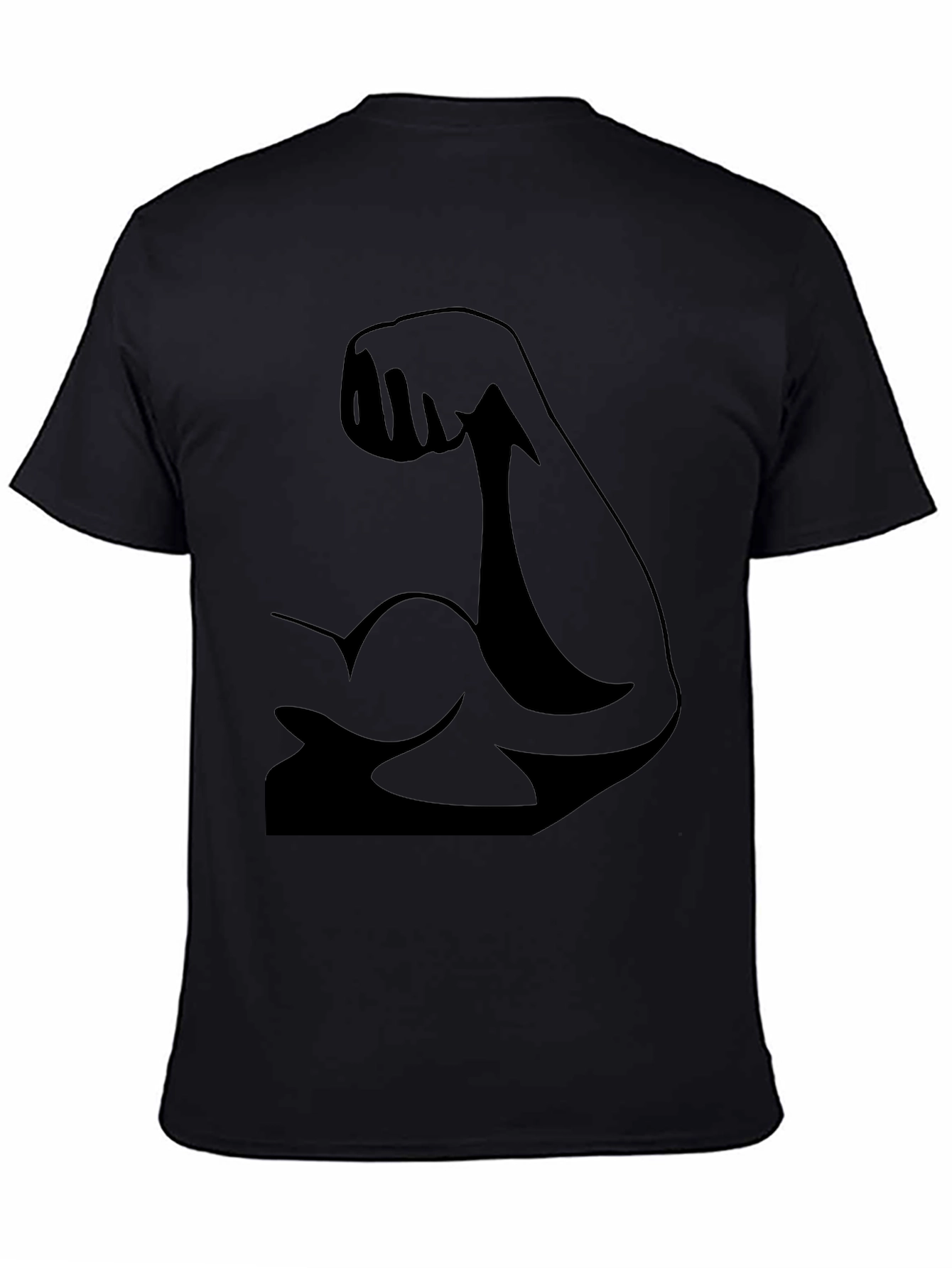 Muscle Arm Graphic Tee - Black Cotton T-Shirt