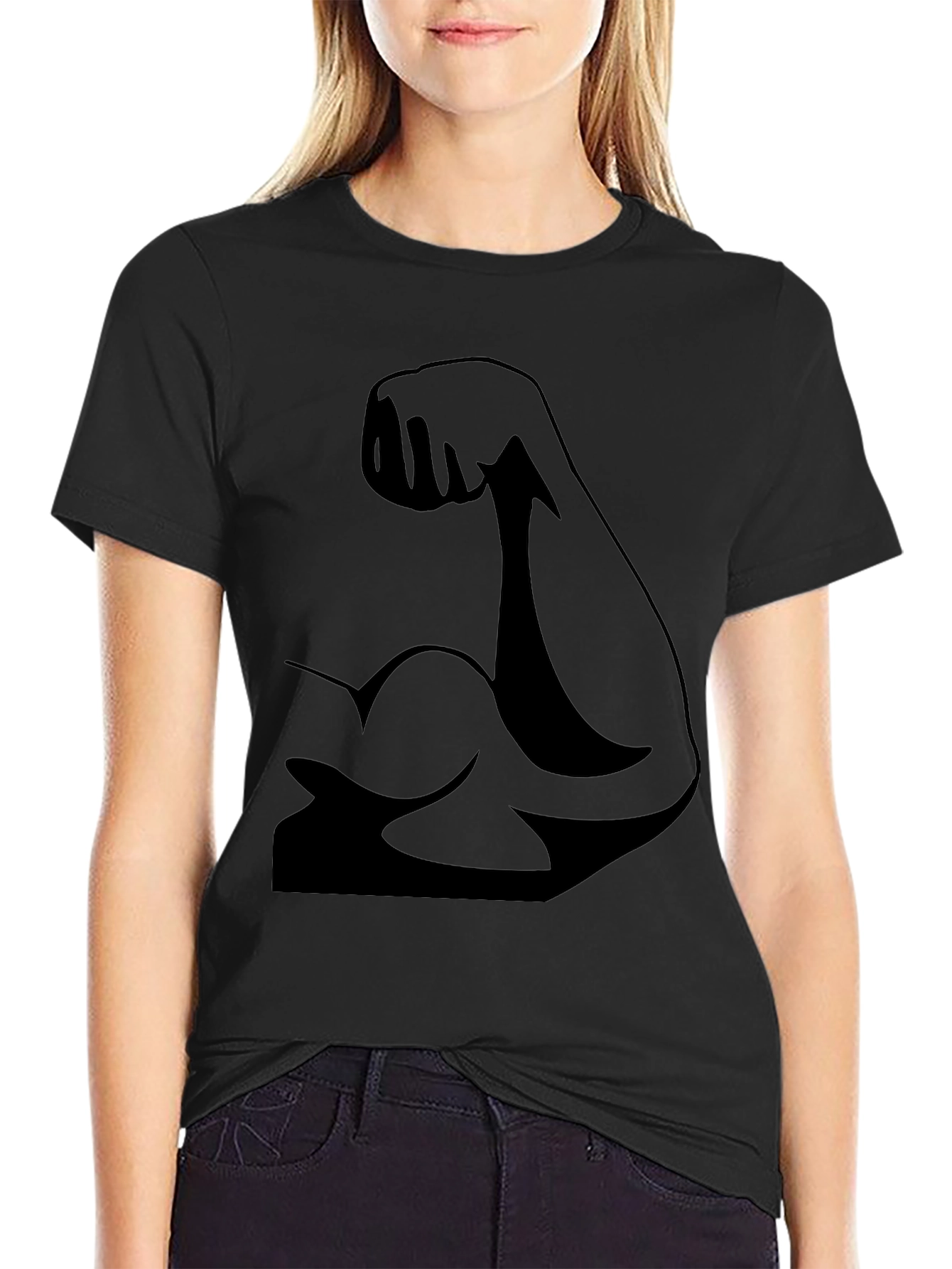 Muscle Arm Graphic Tee - Black Cotton T-Shirt