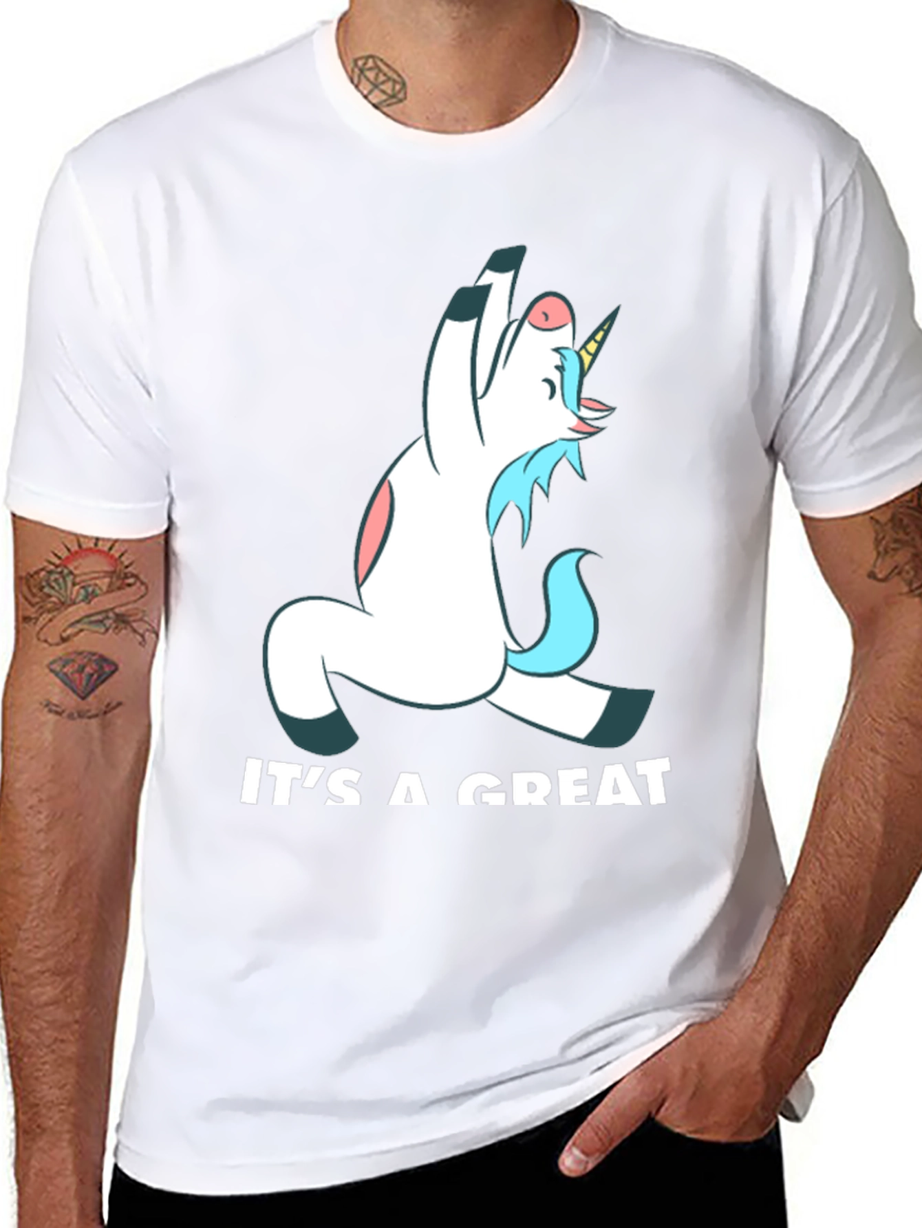 Funny Unicorn Yoga Black T-Shirt