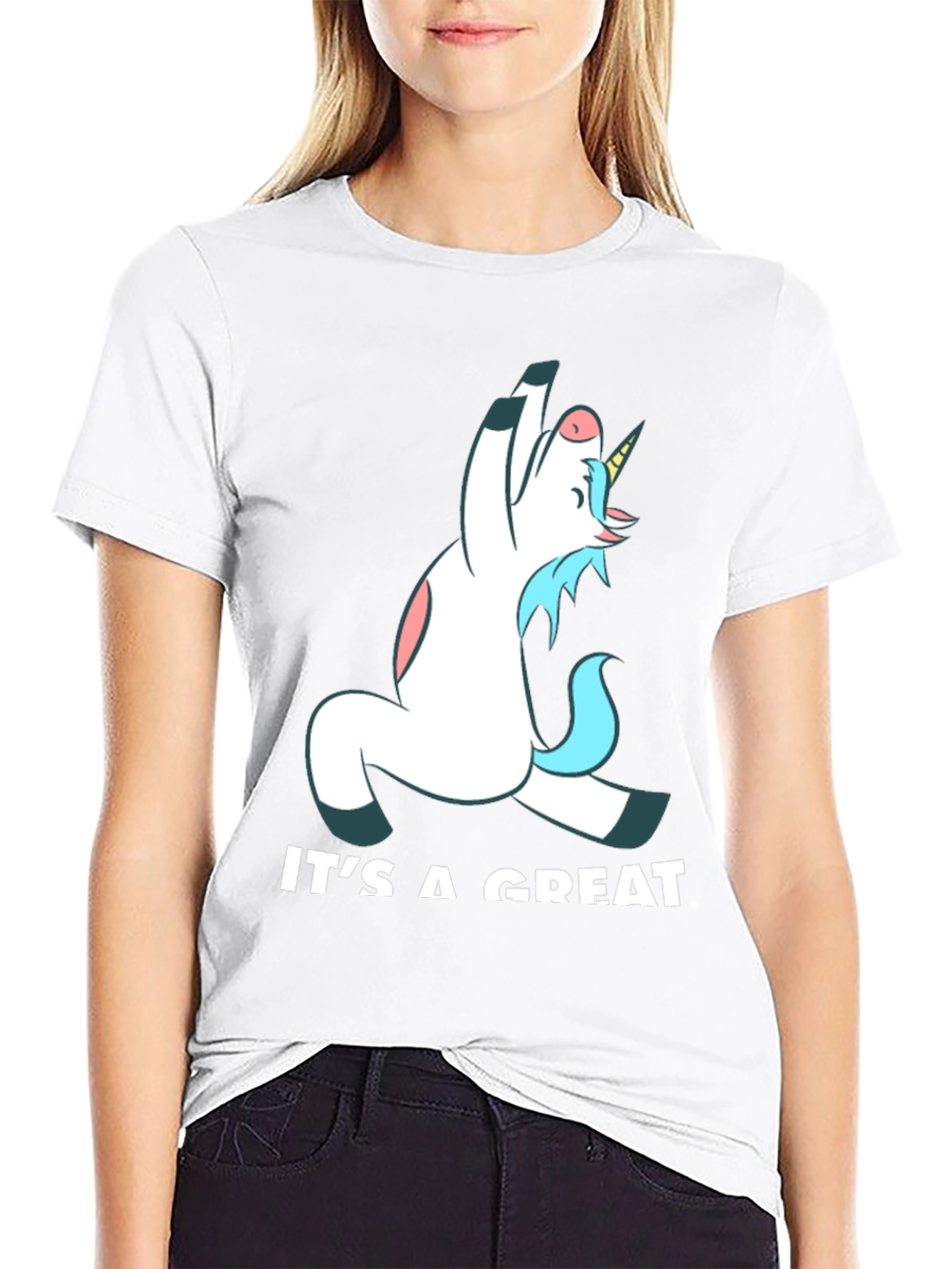 Funny Unicorn Yoga Black T-Shirt