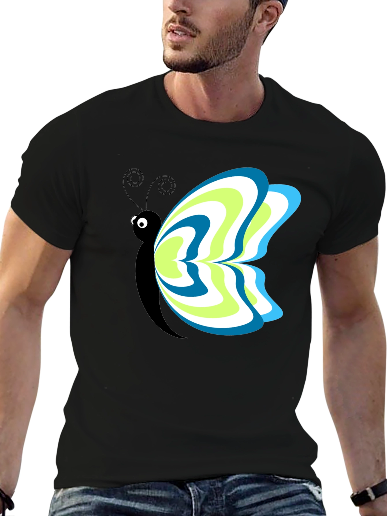 Butterfly Graphic Tee - Mens Black T-Shirt
