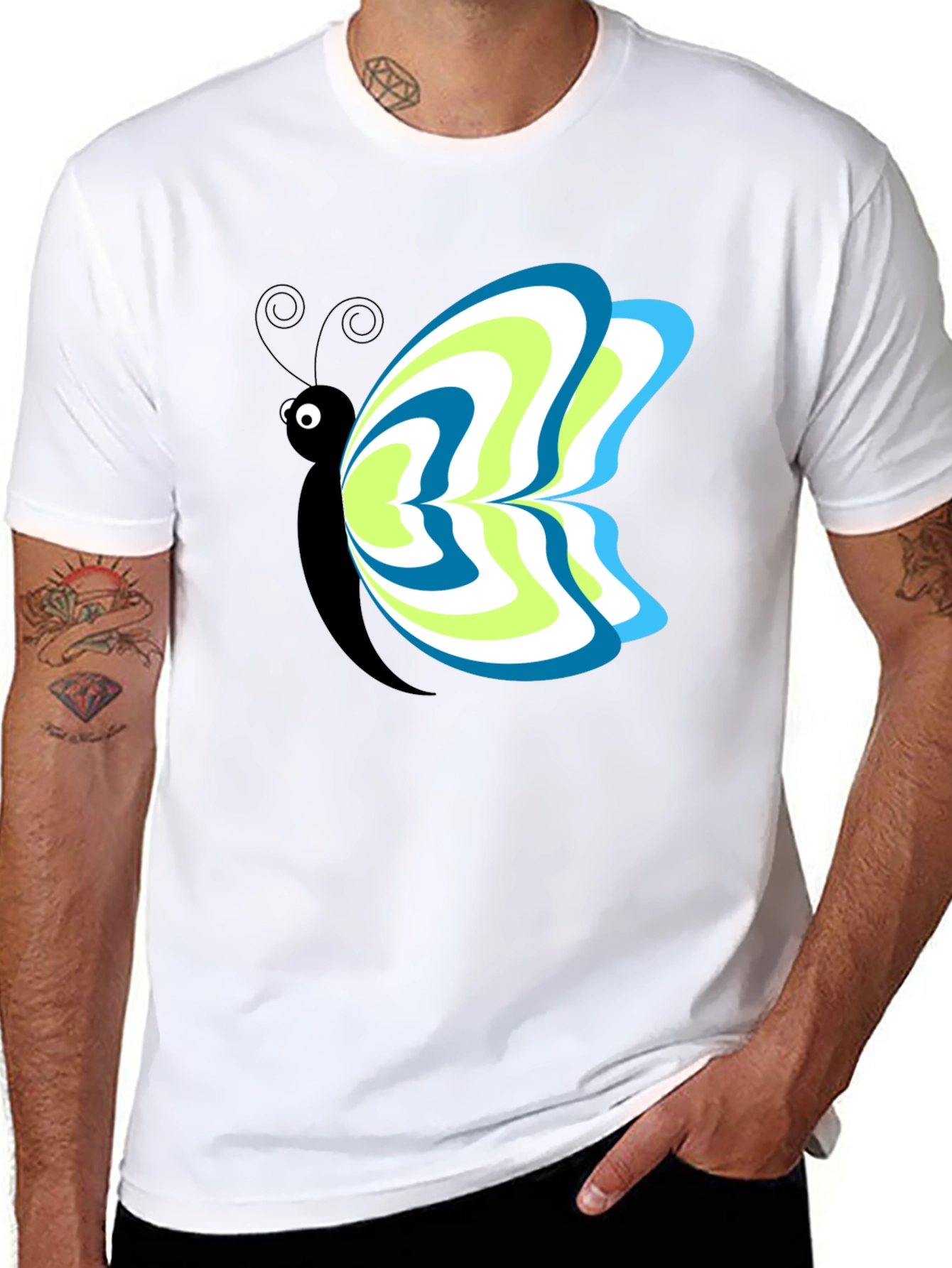 Butterfly Graphic Tee - Mens Black T-Shirt