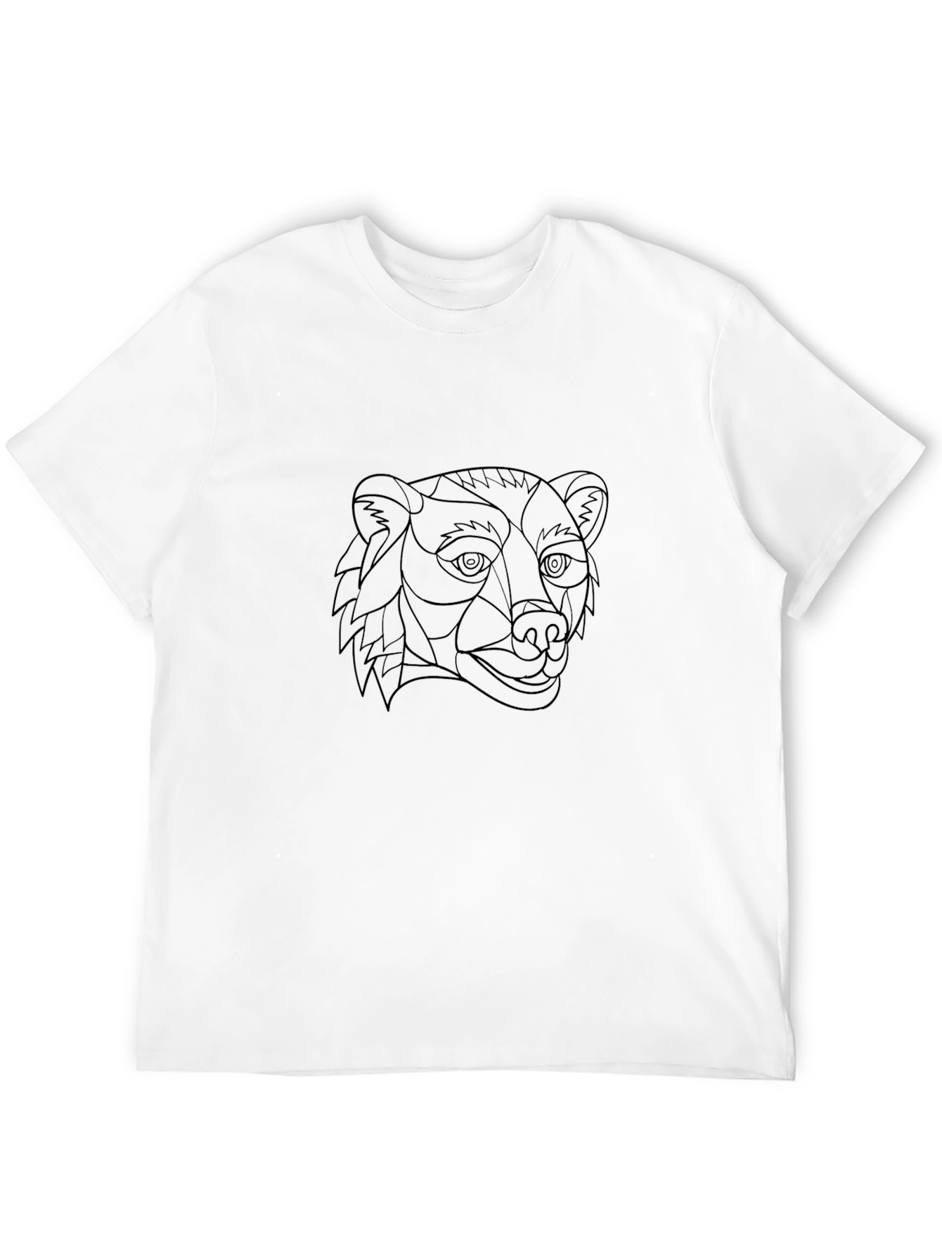 Geometric Bear Graphic Tee - Soft Black Cotton Shirt
