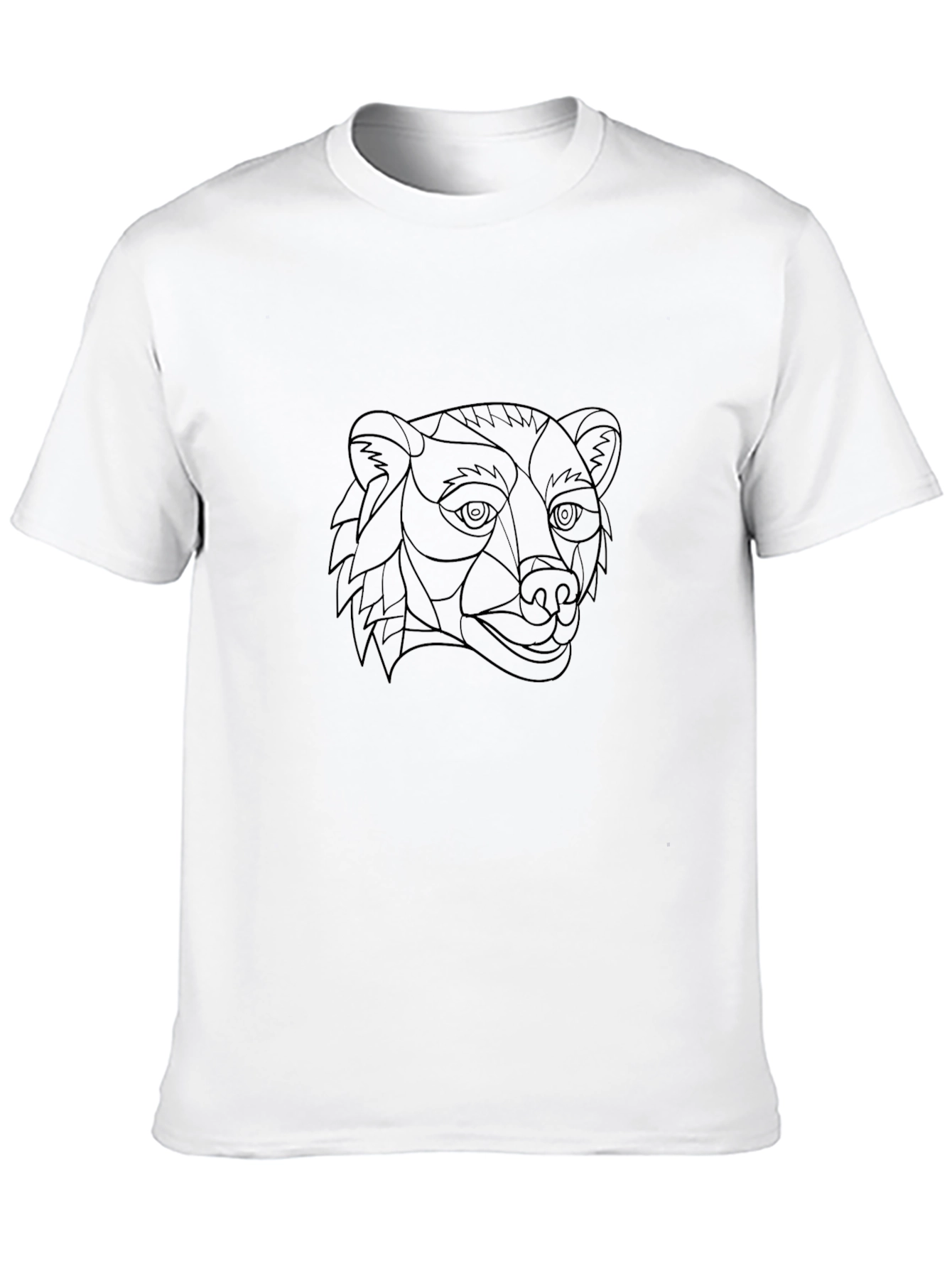 Geometric Bear Graphic Tee - Soft Black Cotton Shirt