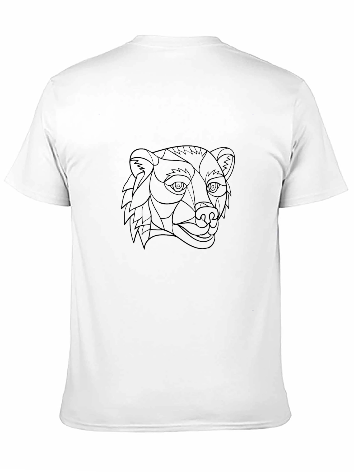Geometric Bear Graphic Tee - Soft Black Cotton Shirt