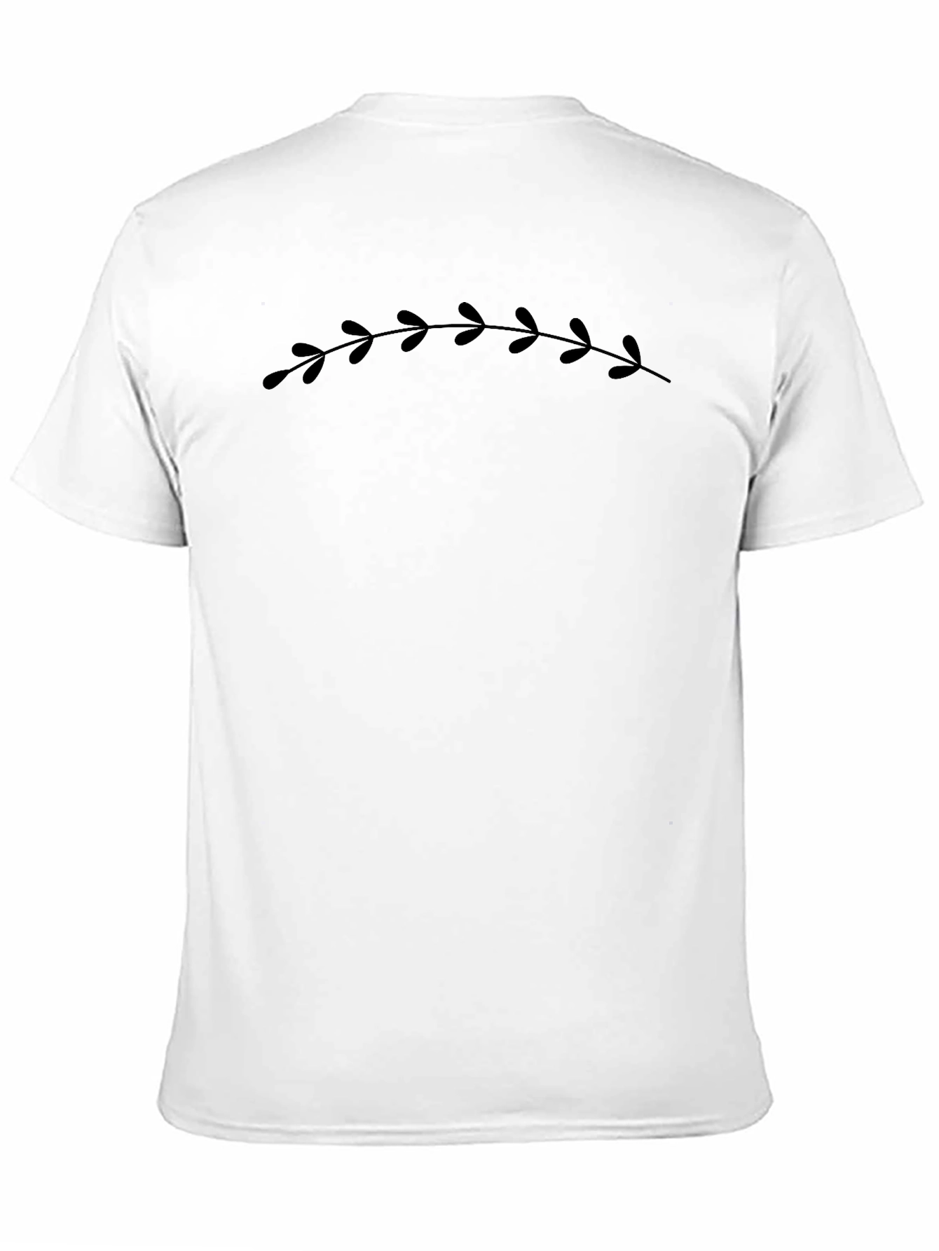 Mens Black Leaf Print Crew Neck T-Shirt