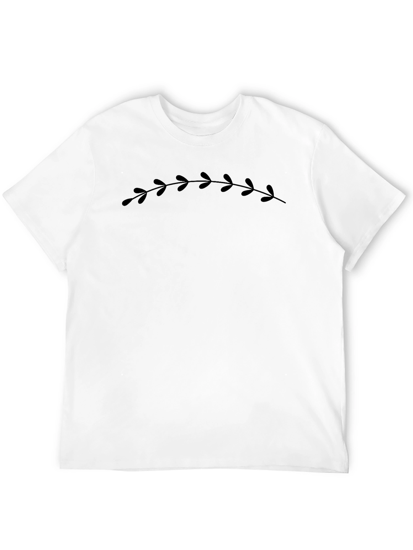 Mens Black Leaf Print Crew Neck T-Shirt