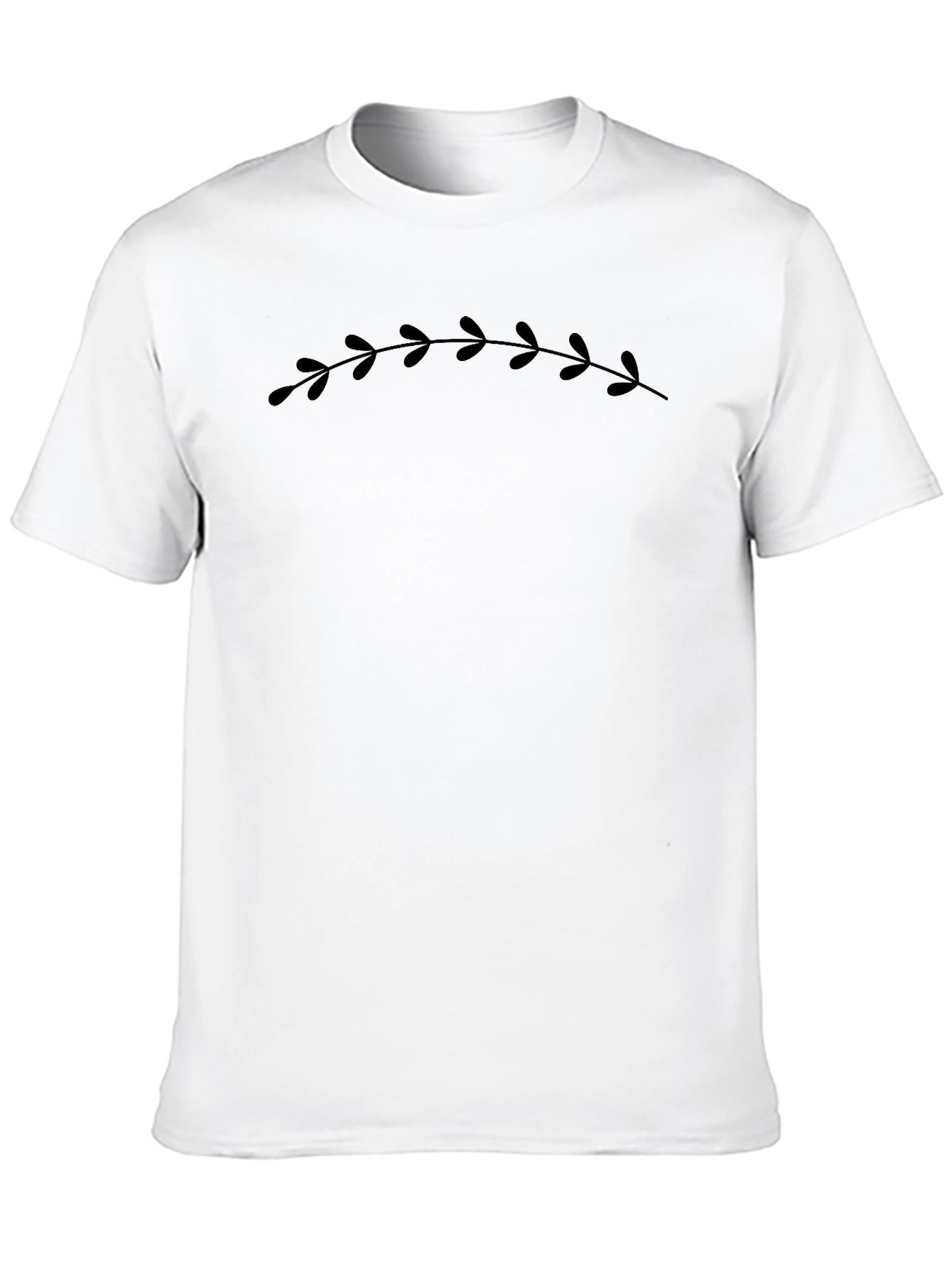 Mens Black Leaf Print Crew Neck T-Shirt