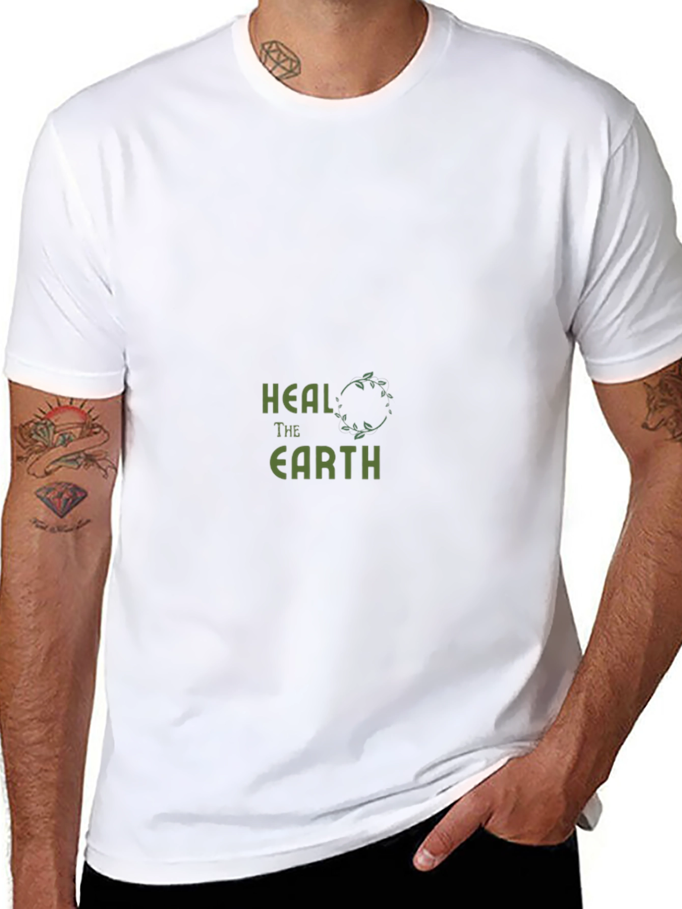 Heal The Earth Graphic Tee - Black Cotton T-Shirt