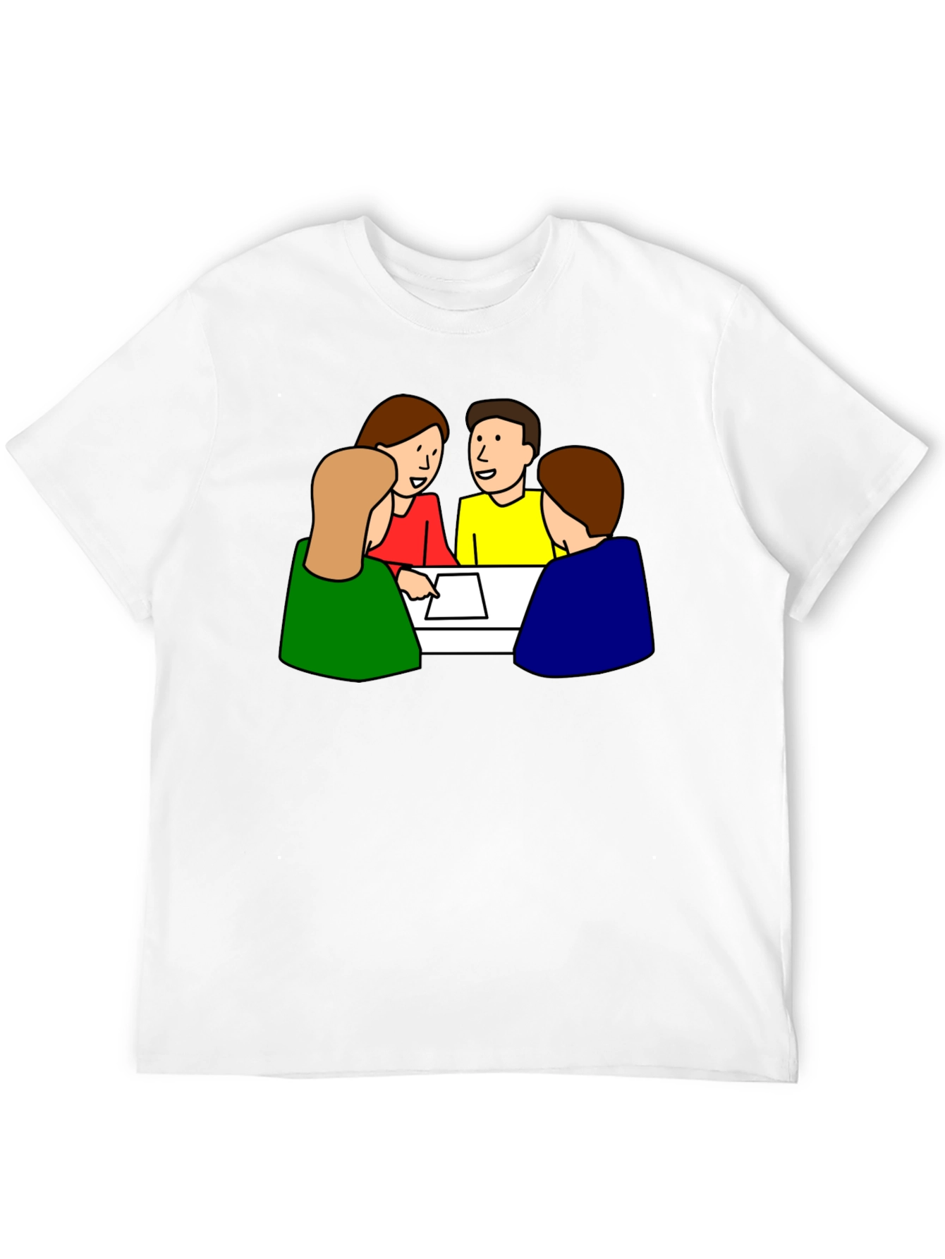 Cartoon People Meeting T-Shirt - Black