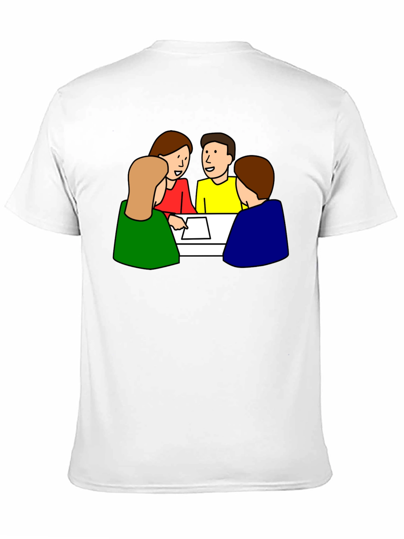 Cartoon People Meeting T-Shirt - Black
