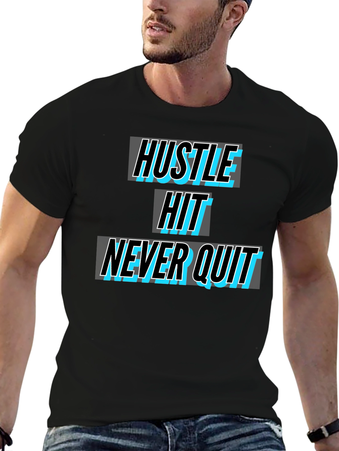 Hustle Hit Never Quit Black T-Shirt