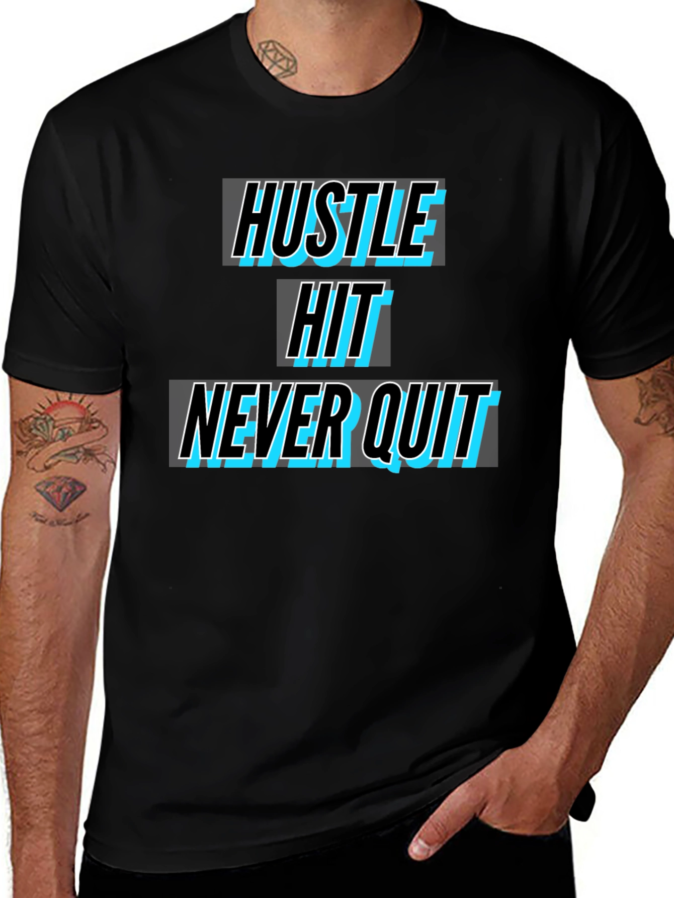 Hustle Hit Never Quit Black T-Shirt