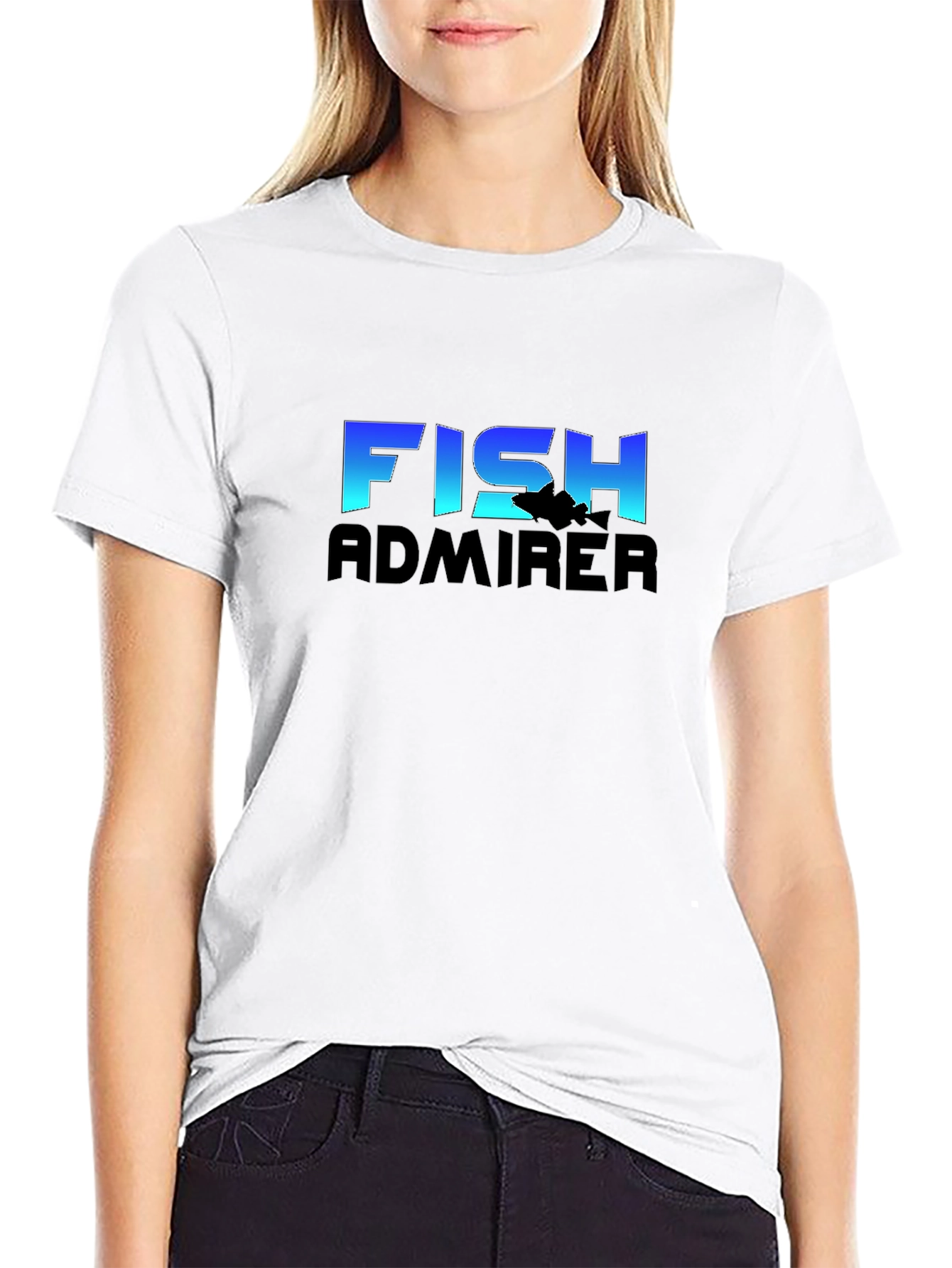 Fish Admirer Graphic Tee - Black Cotton Blend T-Shirt
