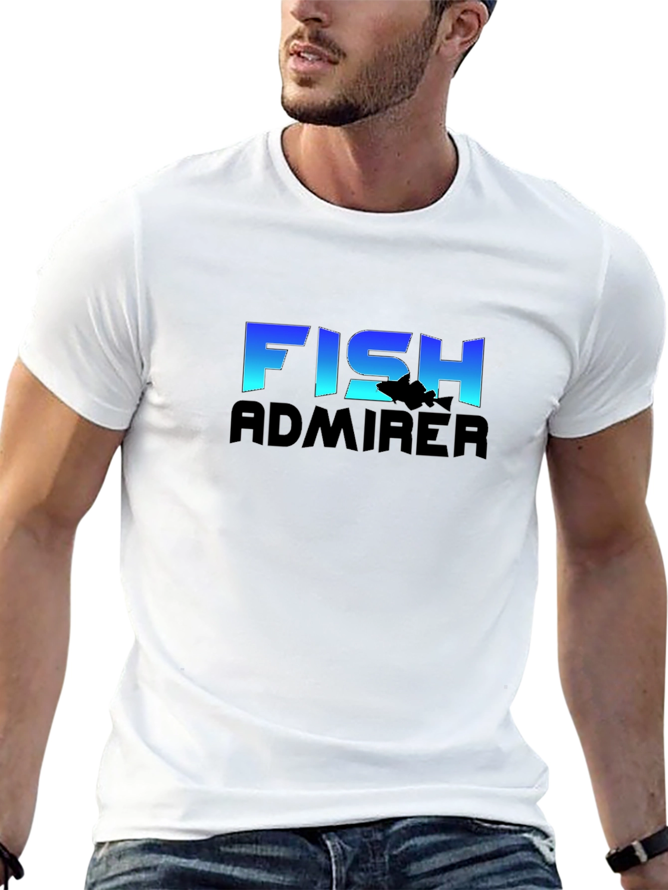 Fish Admirer Graphic Tee - Black Cotton Blend T-Shirt