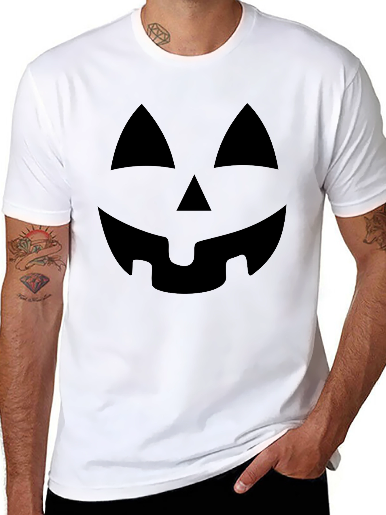 Halloween Pumpkin Face Black T-Shirt